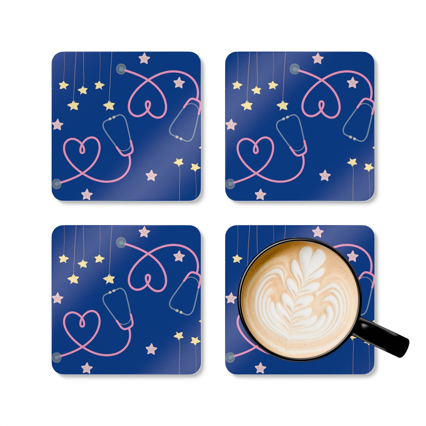 Hearts & Stethoscope Coaster Set