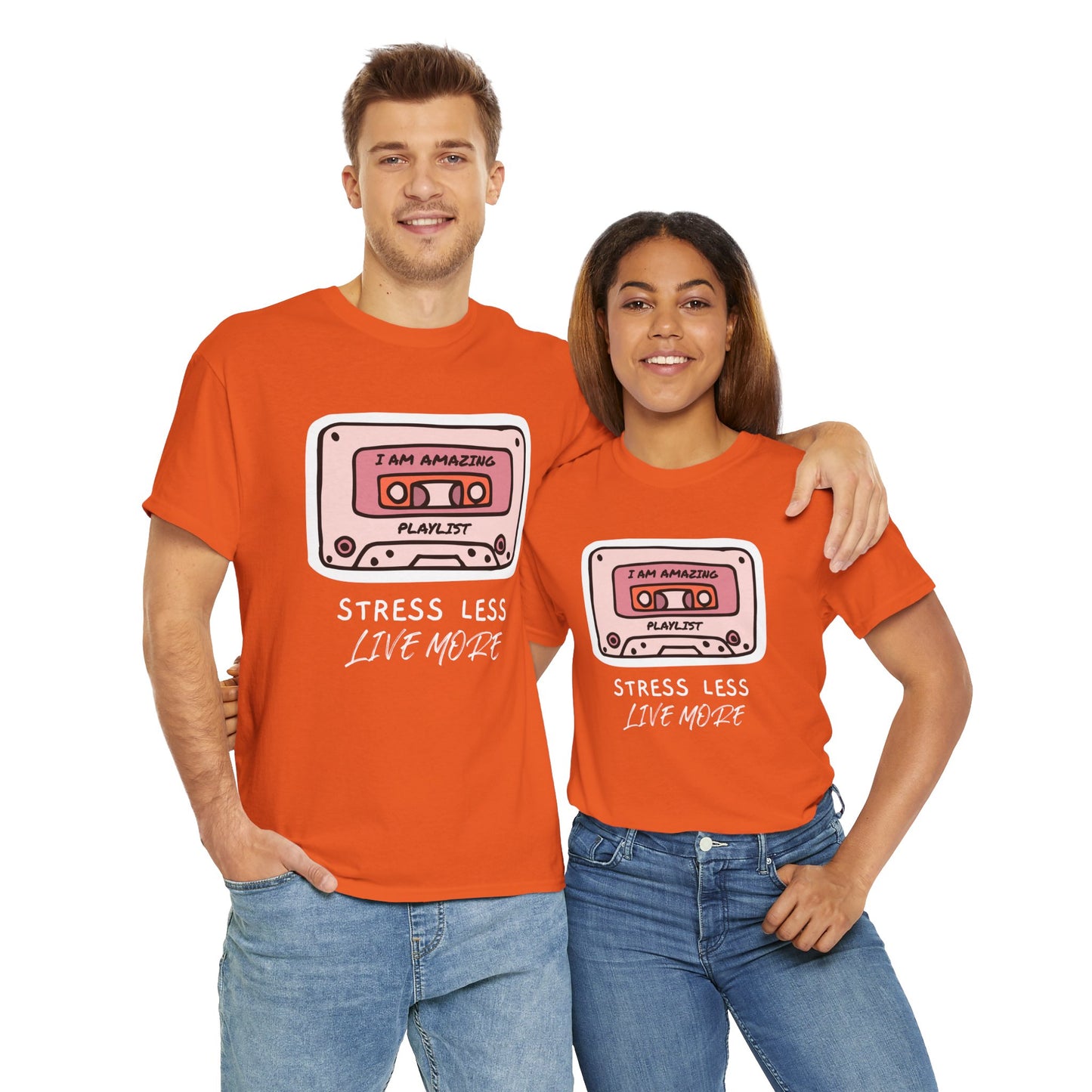 Stress Less Live More Retro Design Tee