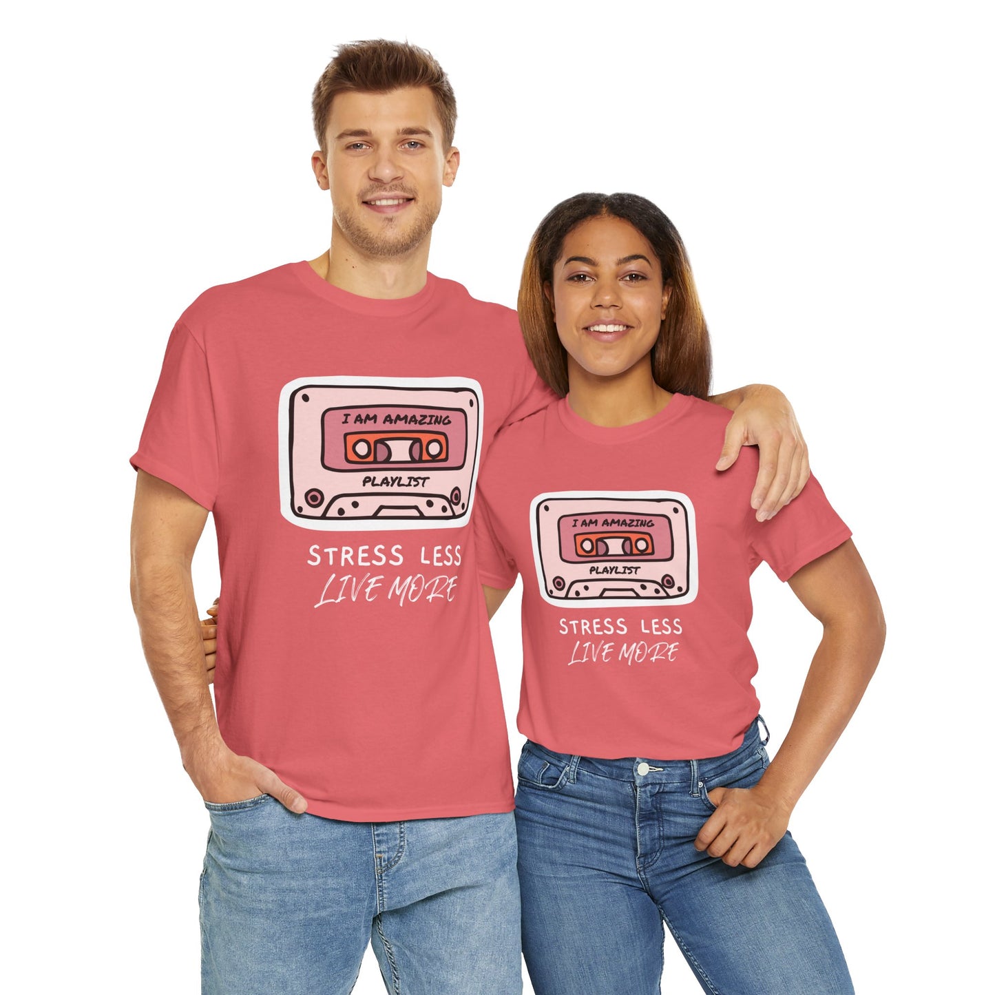 Stress Less Live More Retro Design Tee