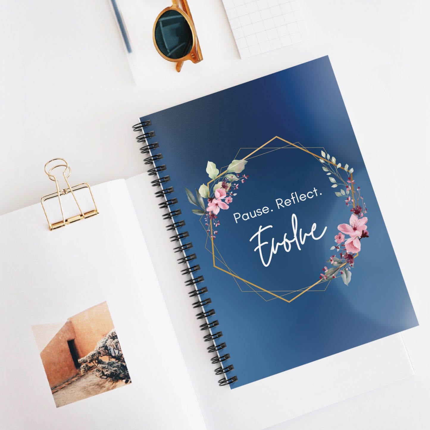 Evolve Floral Spiral Notebook - Inspirational Ruled Journal for Reflection