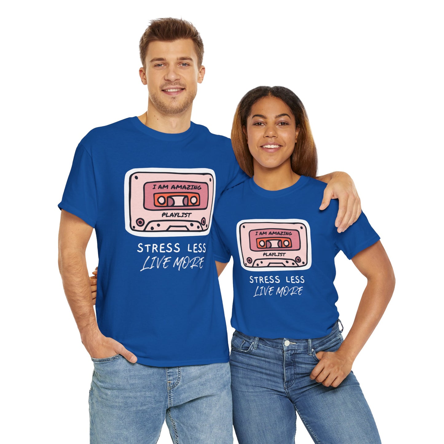 Stress Less Live More Retro Design Tee