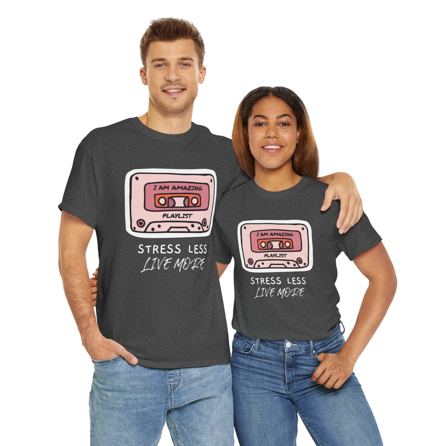 Stress Less Live More Retro Design Tee