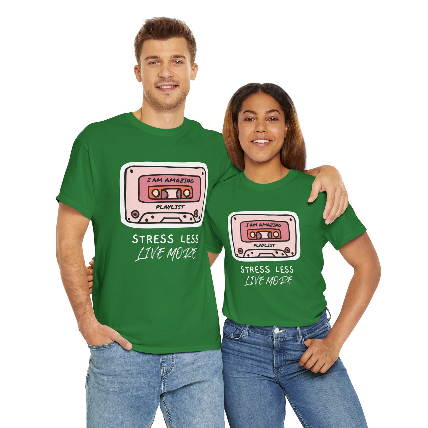 Stress Less Live More Retro Design Tee