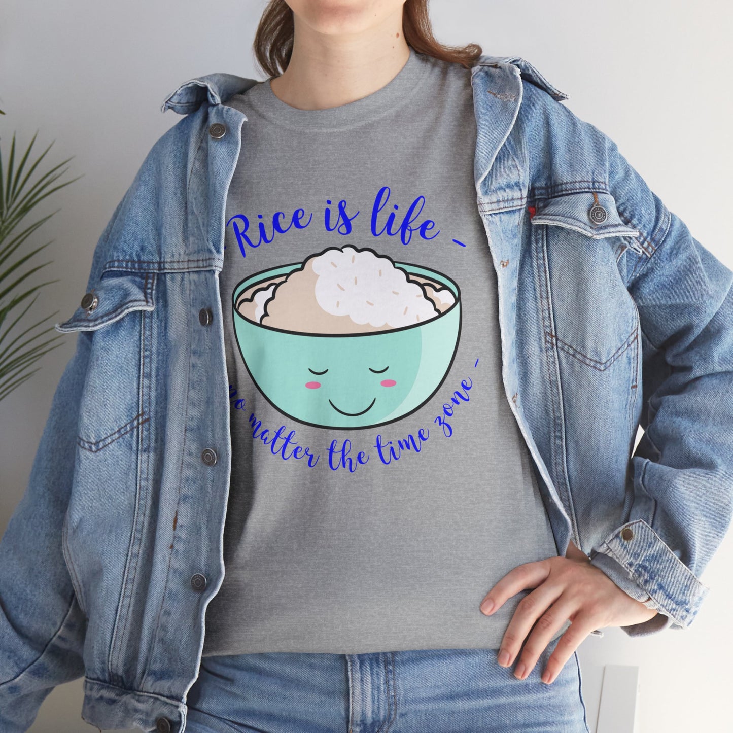 Rice is Life No Matter the Time Zone Cotton Tee