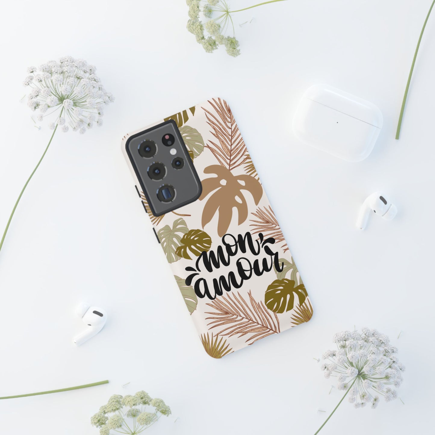 'Mon Amour' Stylish Tropical Phone Case Design