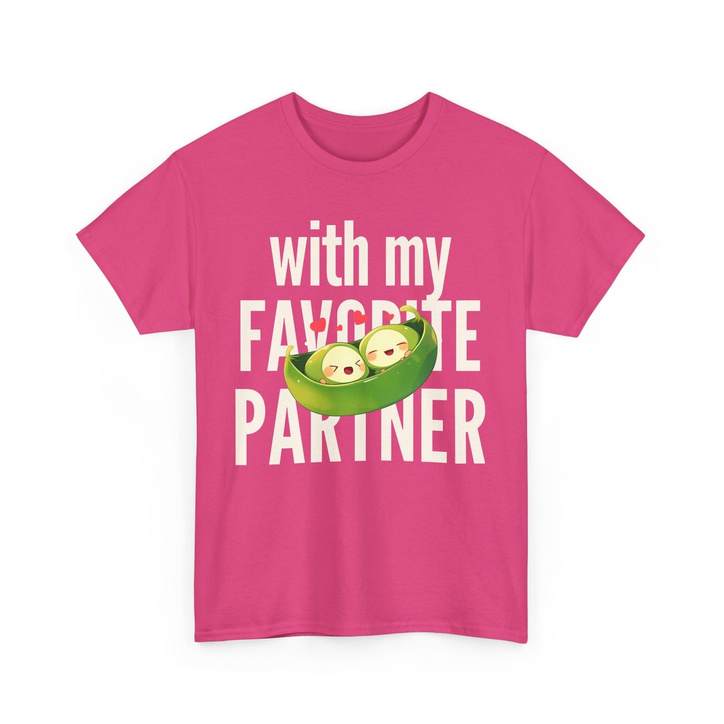 Cute Couple Tee - 'With My Favorite Partner' Cotton Tee