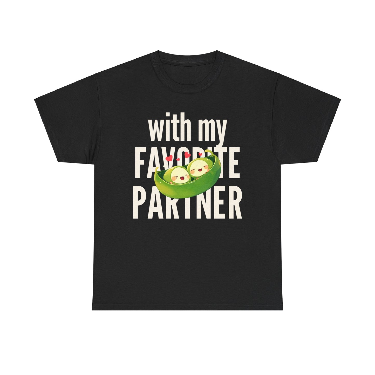 Cute Couple Tee - 'With My Favorite Partner' Cotton Tee