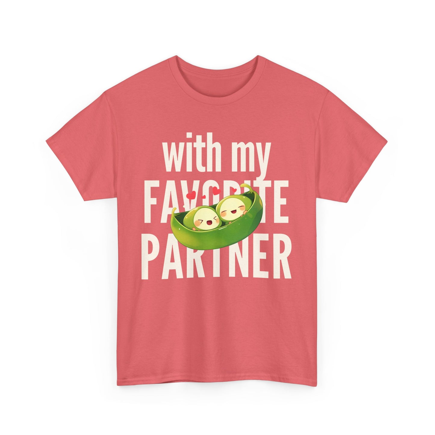 Cute Couple Tee - 'With My Favorite Partner' Cotton Tee