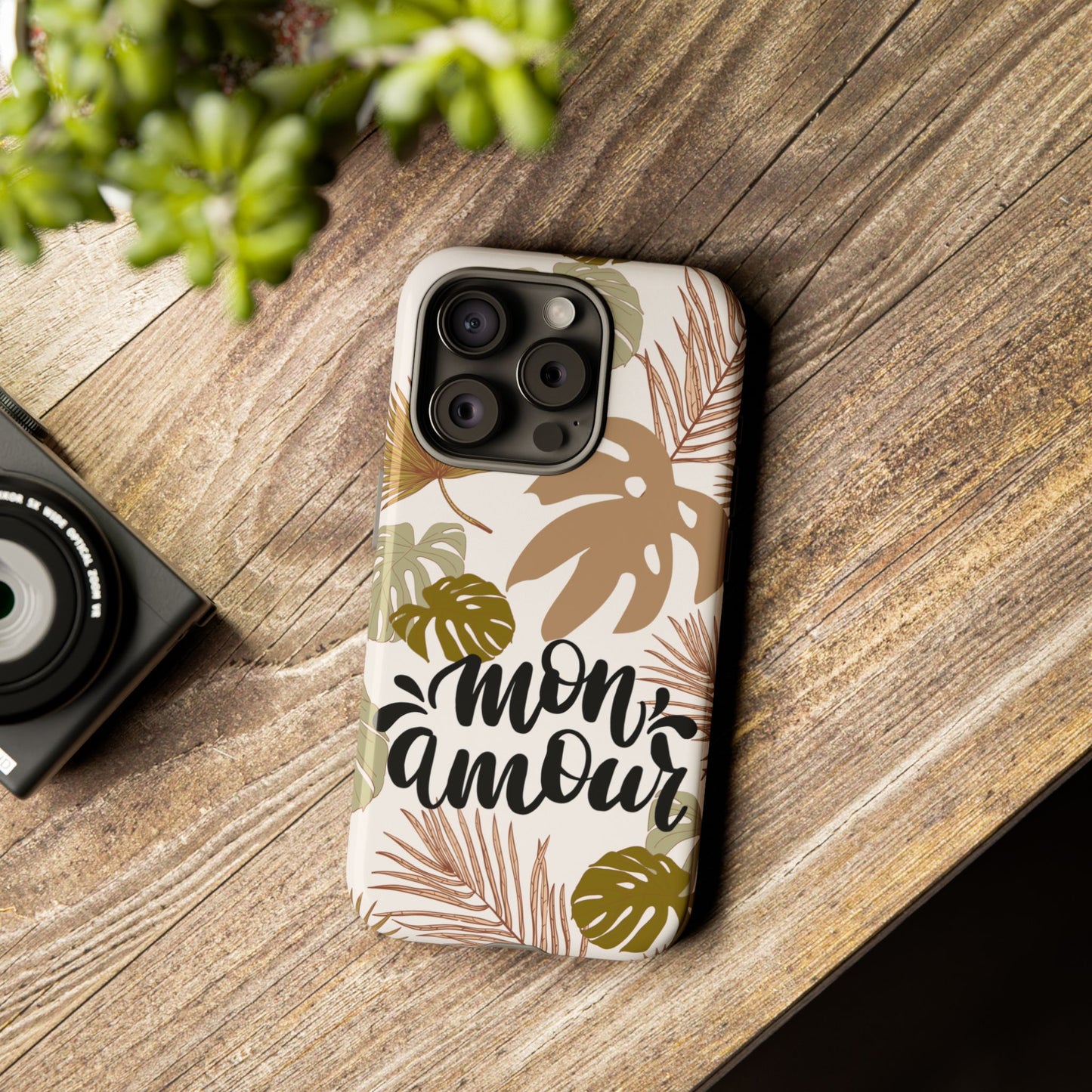 'Mon Amour' Stylish Tropical Phone Case Design