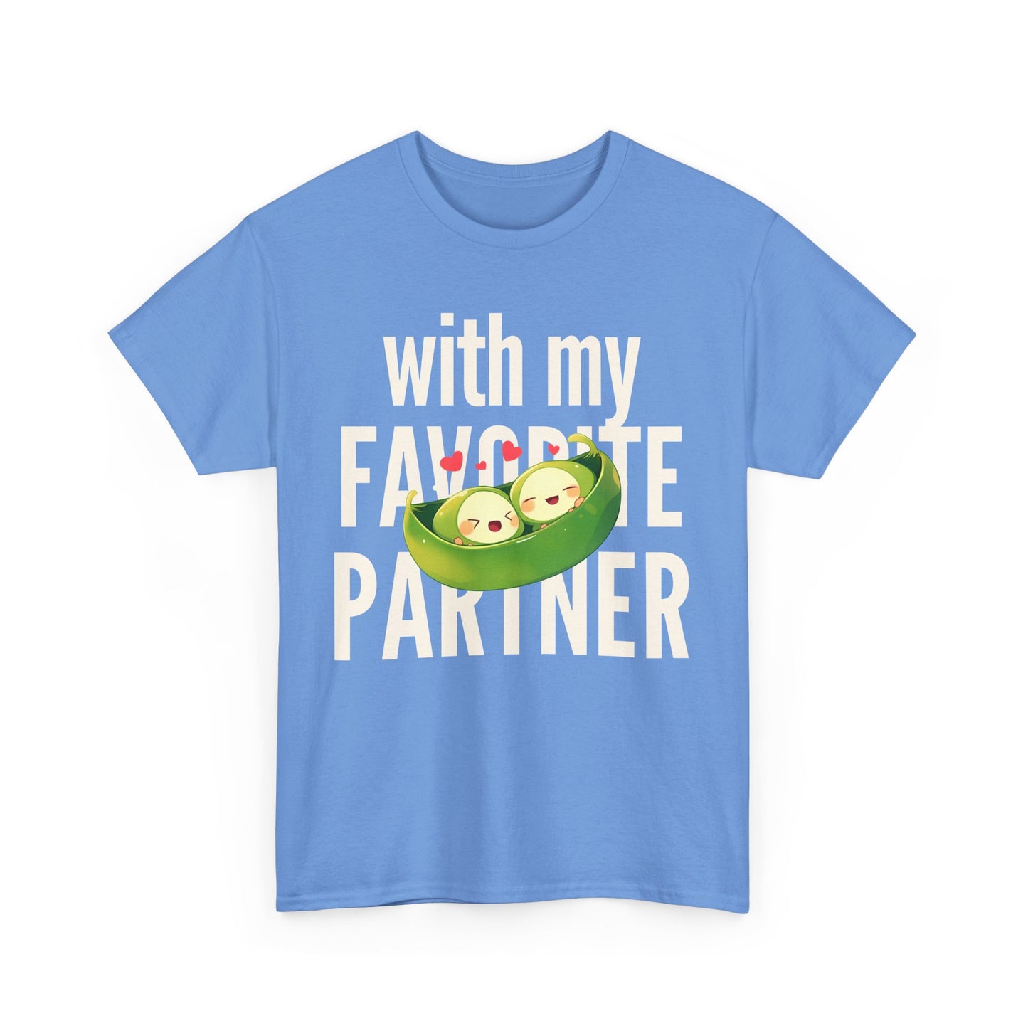 Cute Couple Tee - 'With My Favorite Partner' Cotton Tee