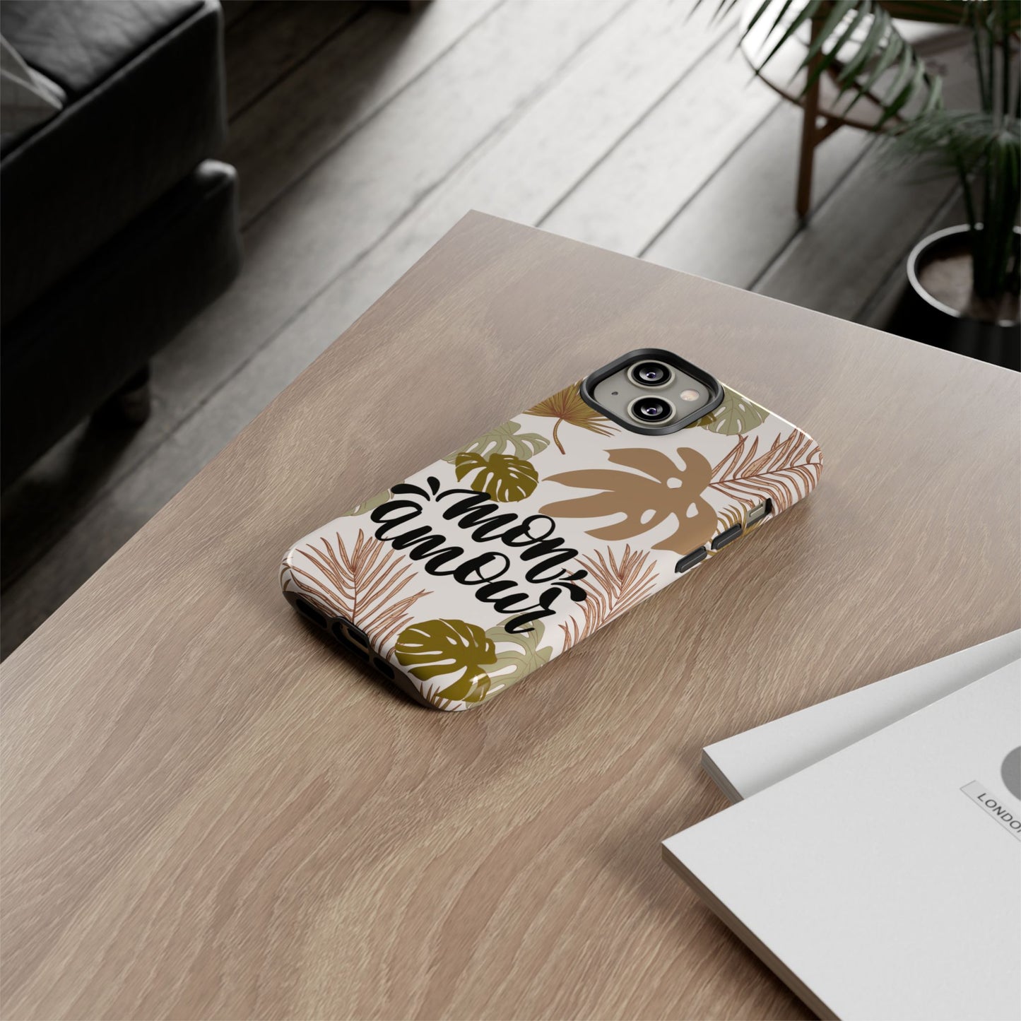 'Mon Amour' Stylish Tropical Phone Case Design