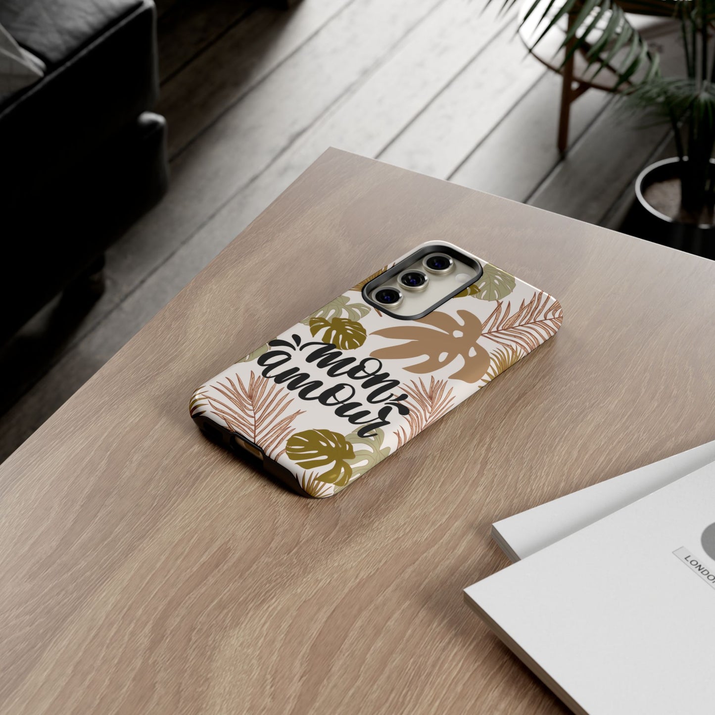 'Mon Amour' Stylish Tropical Phone Case Design