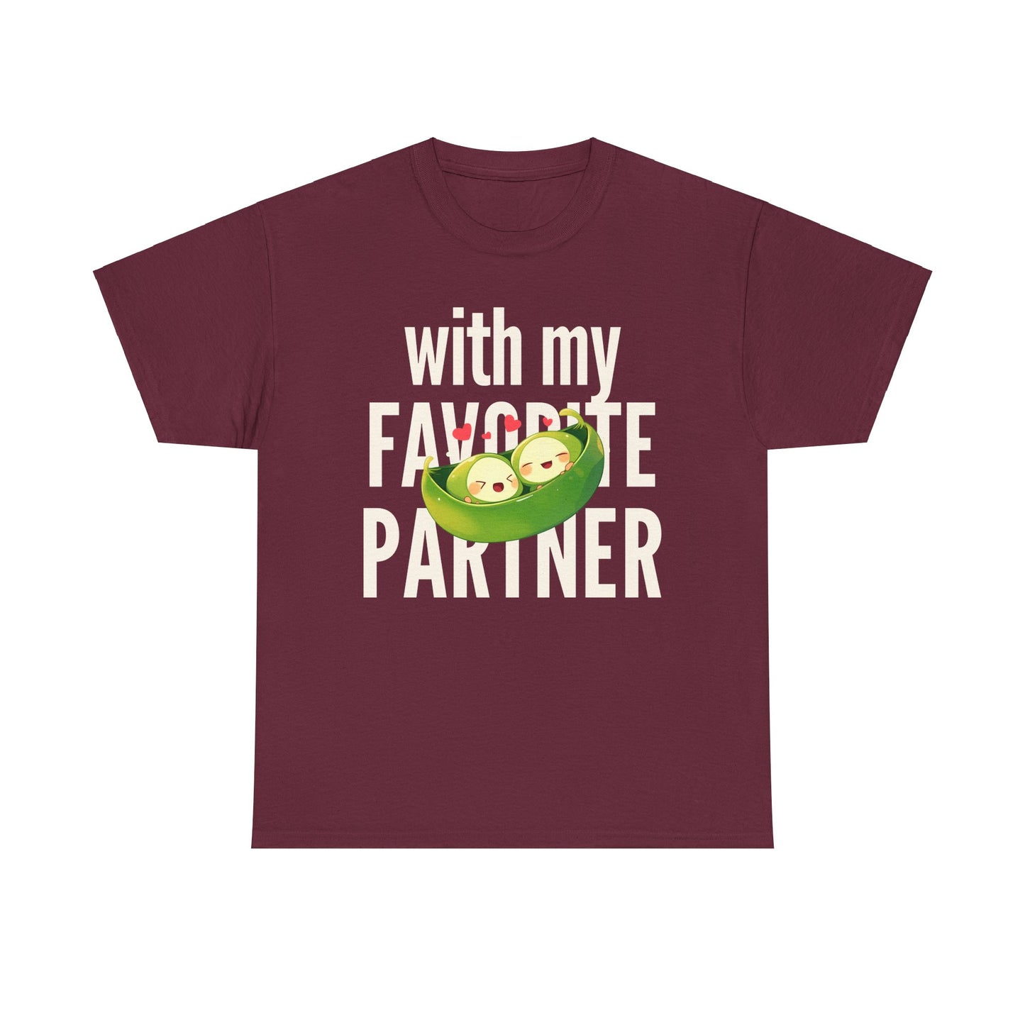 Cute Couple Tee - 'With My Favorite Partner' Cotton Tee