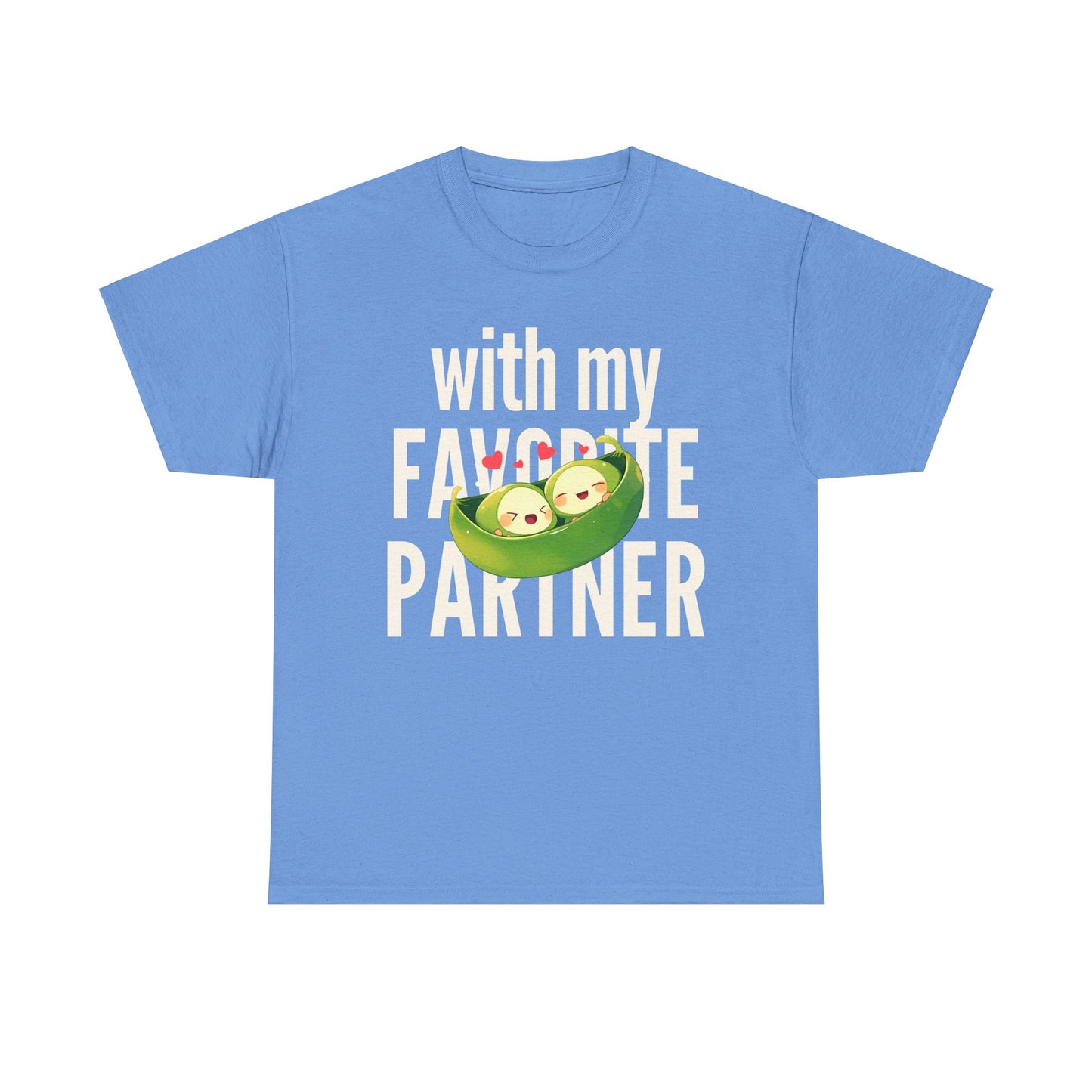 Cute Couple Tee - 'With My Favorite Partner' Cotton Tee