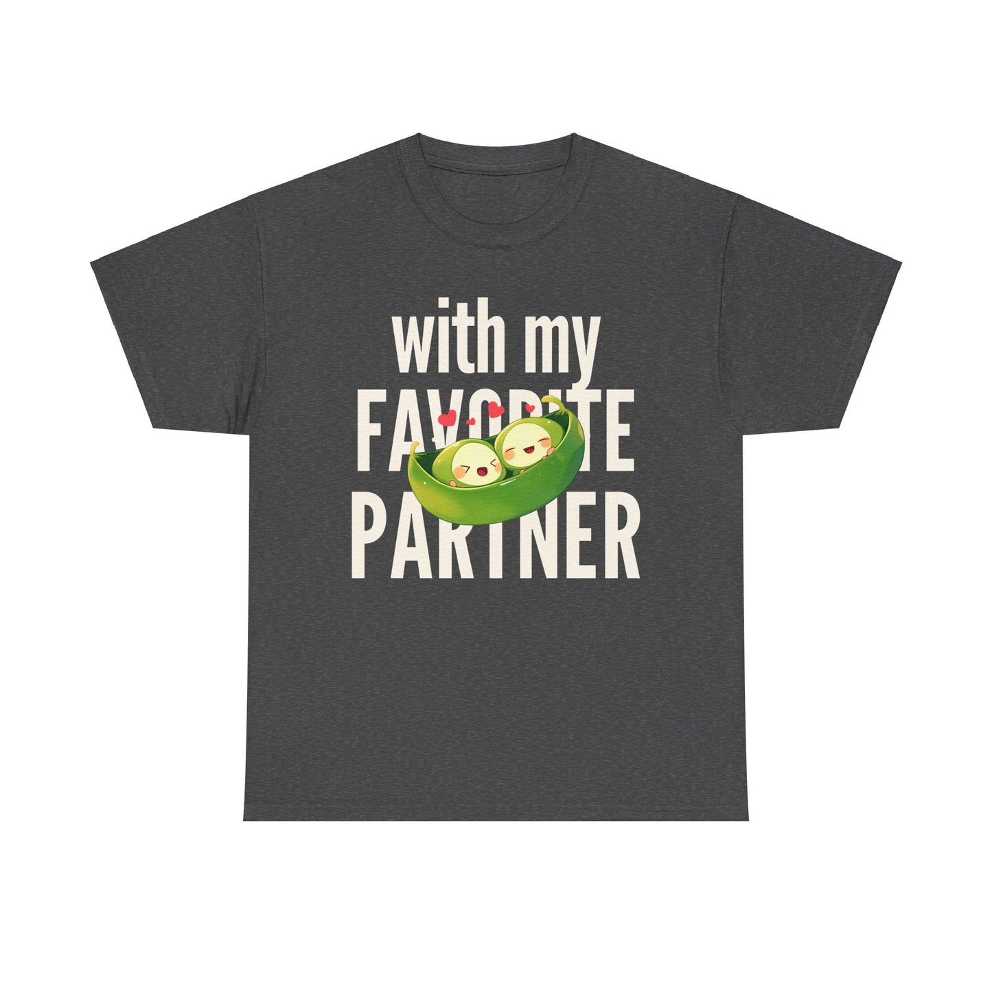 Cute Couple Tee - 'With My Favorite Partner' Cotton Tee
