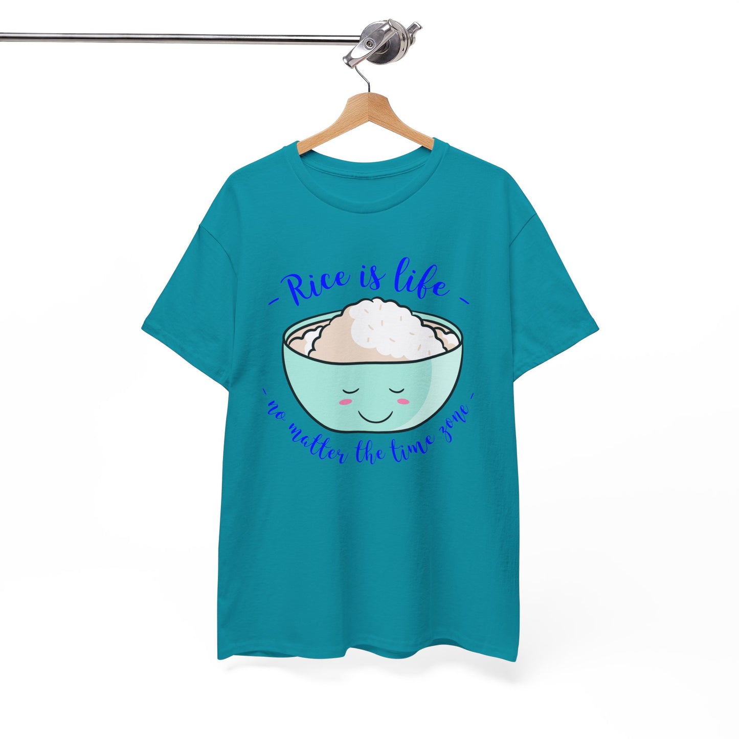 Rice is Life No Matter the Time Zone Cotton Tee