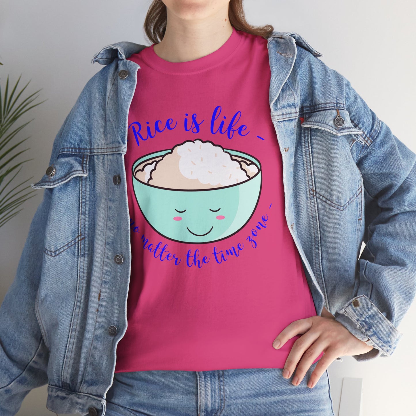 Rice is Life No Matter the Time Zone Cotton Tee