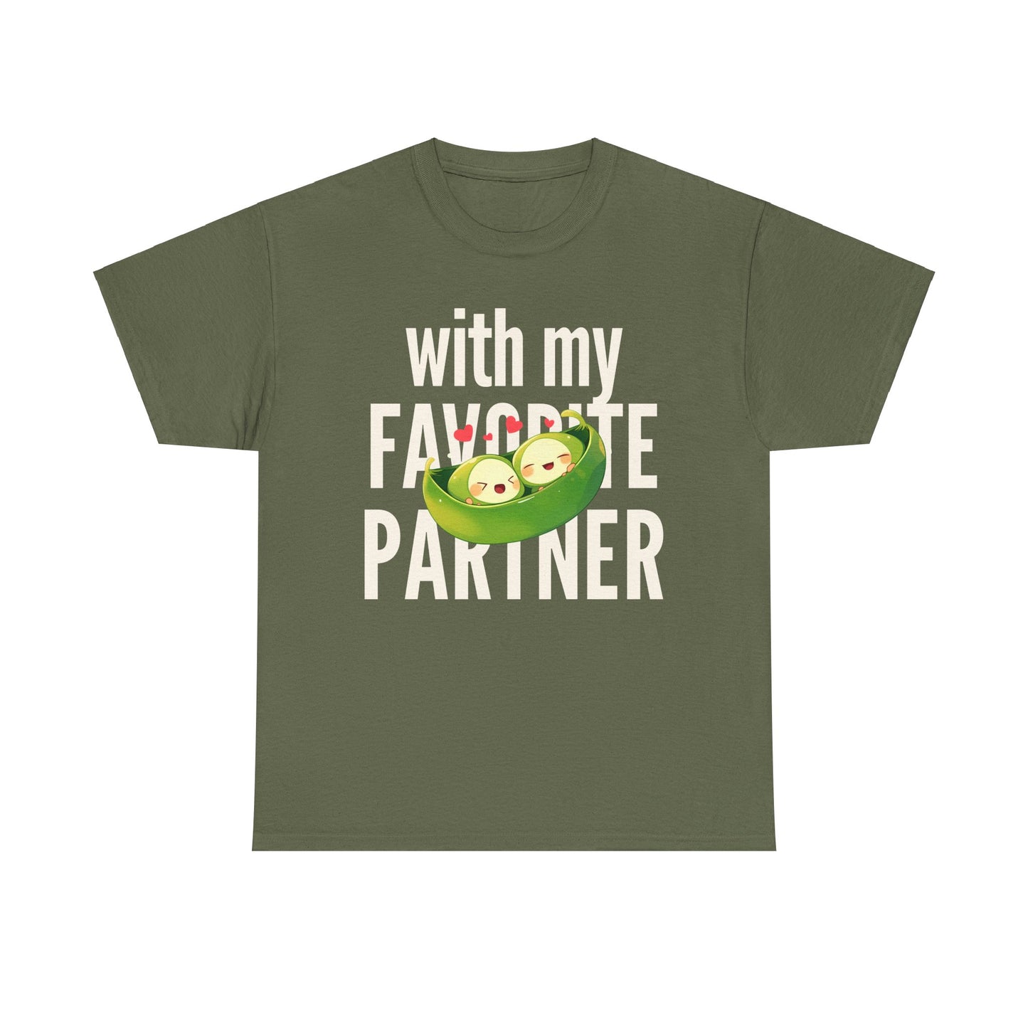 Cute Couple Tee - 'With My Favorite Partner' Cotton Tee