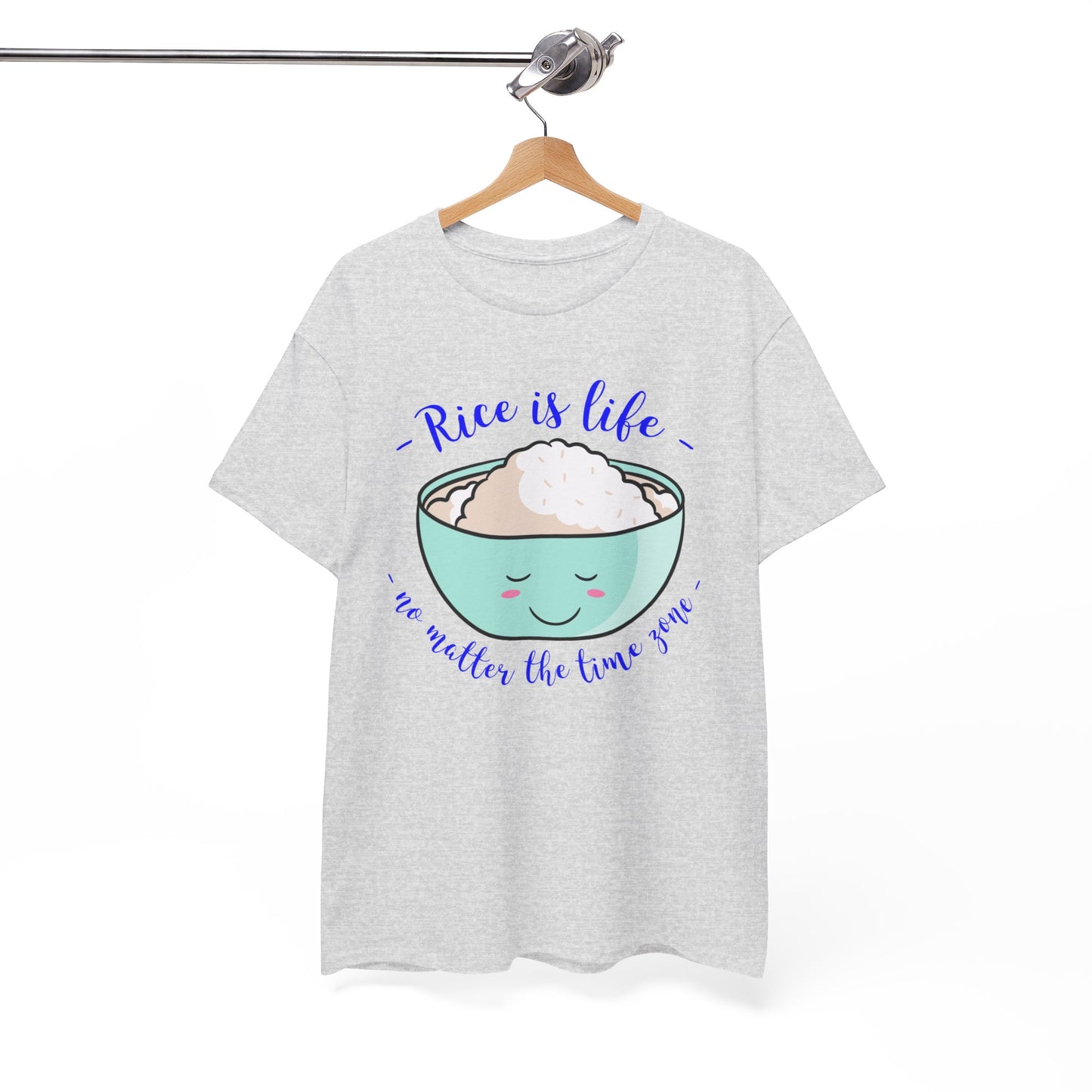 Rice is Life No Matter the Time Zone Cotton Tee