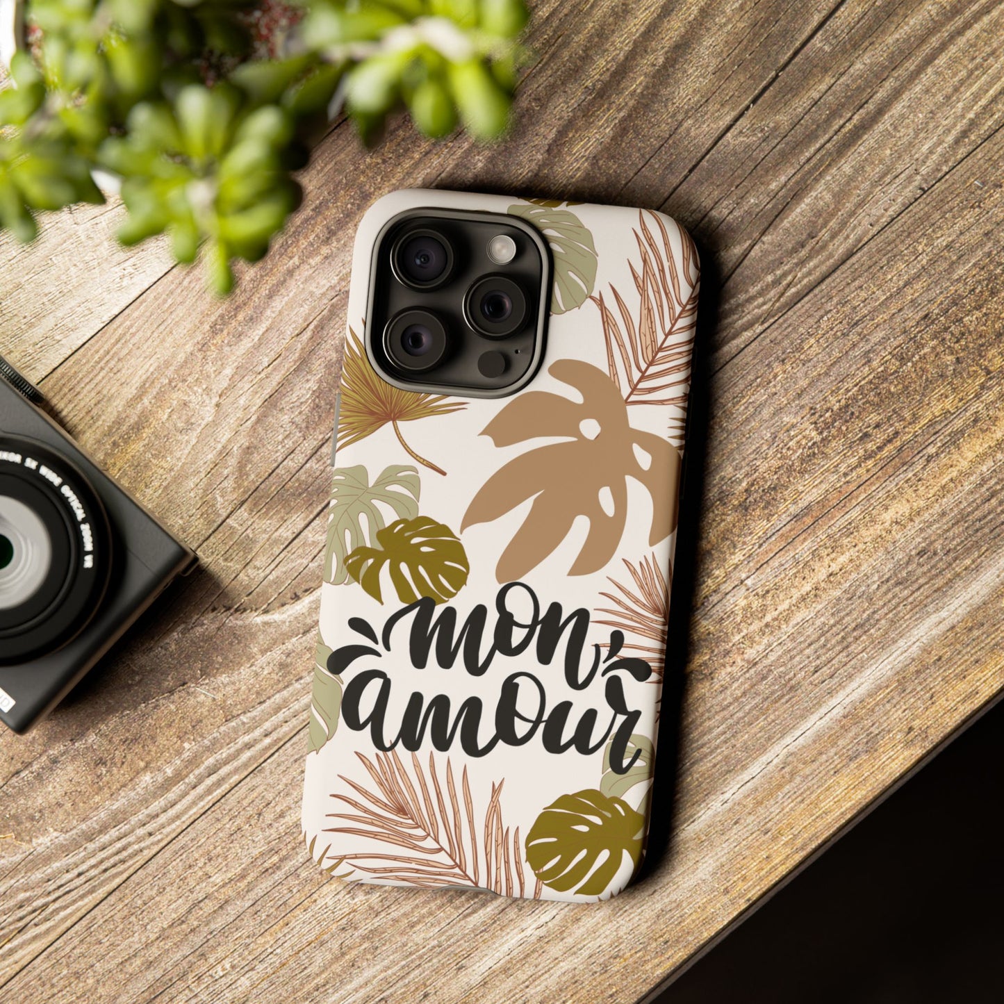 'Mon Amour' Stylish Tropical Phone Case Design