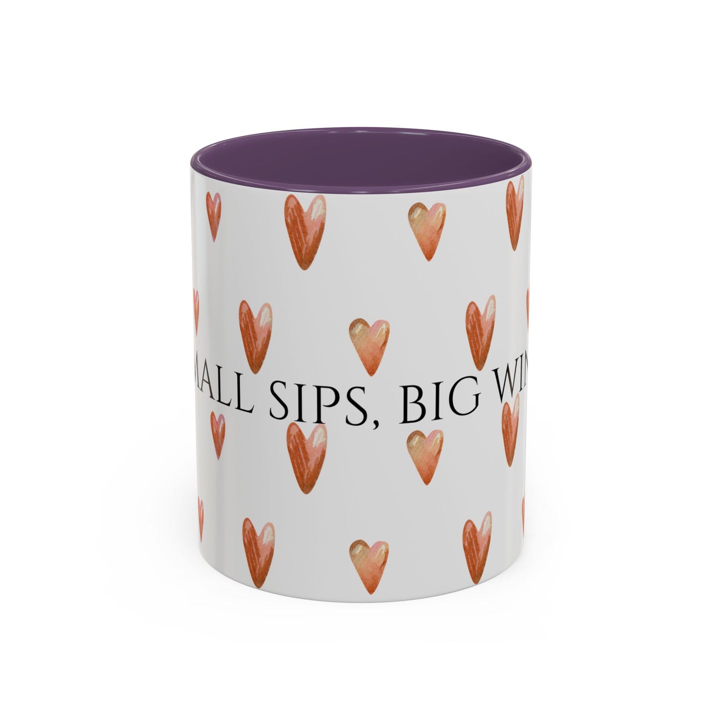 Small Sips, Big Wins Mug - Heart Patterned Accent