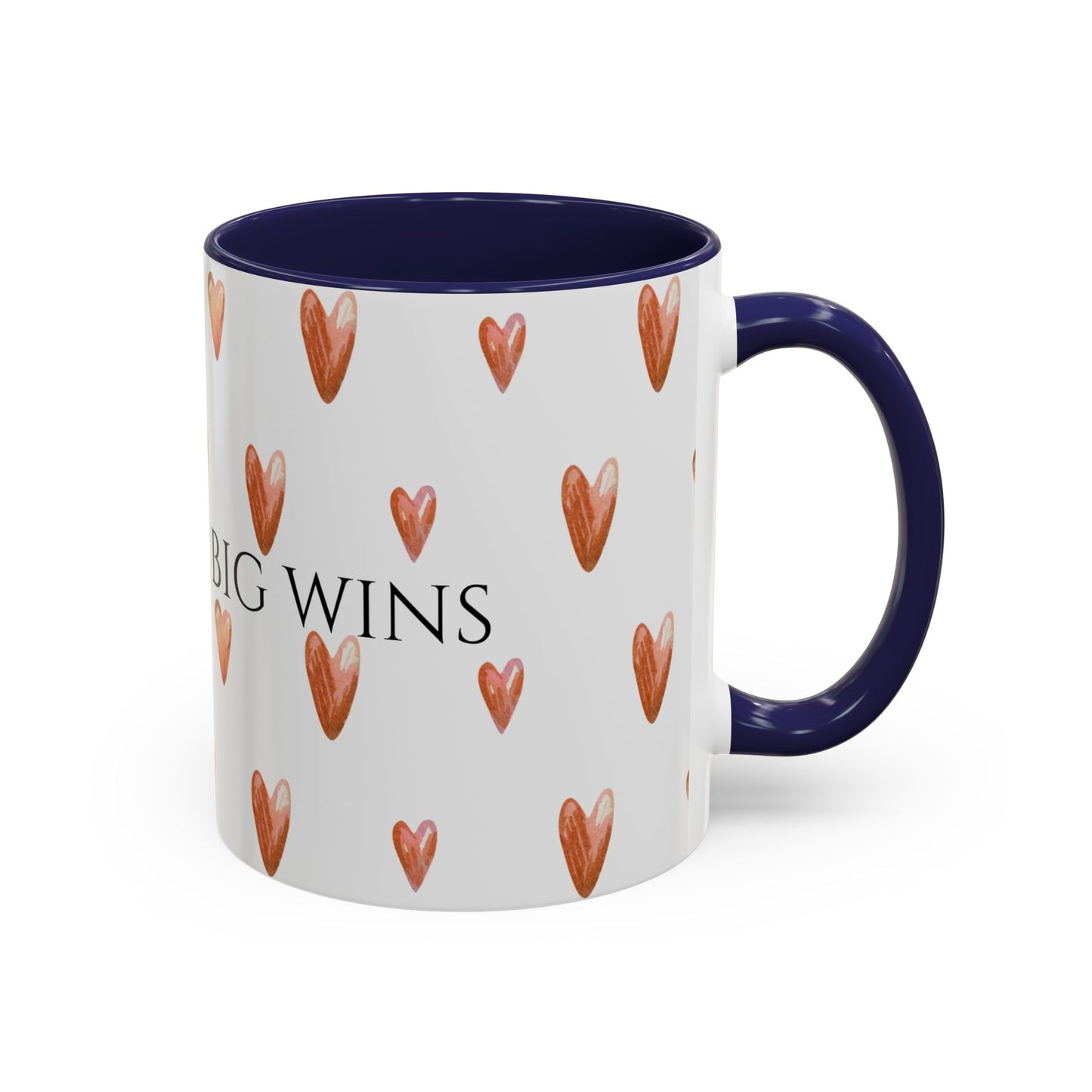 Small Sips, Big Wins Mug - Heart Patterned Accent