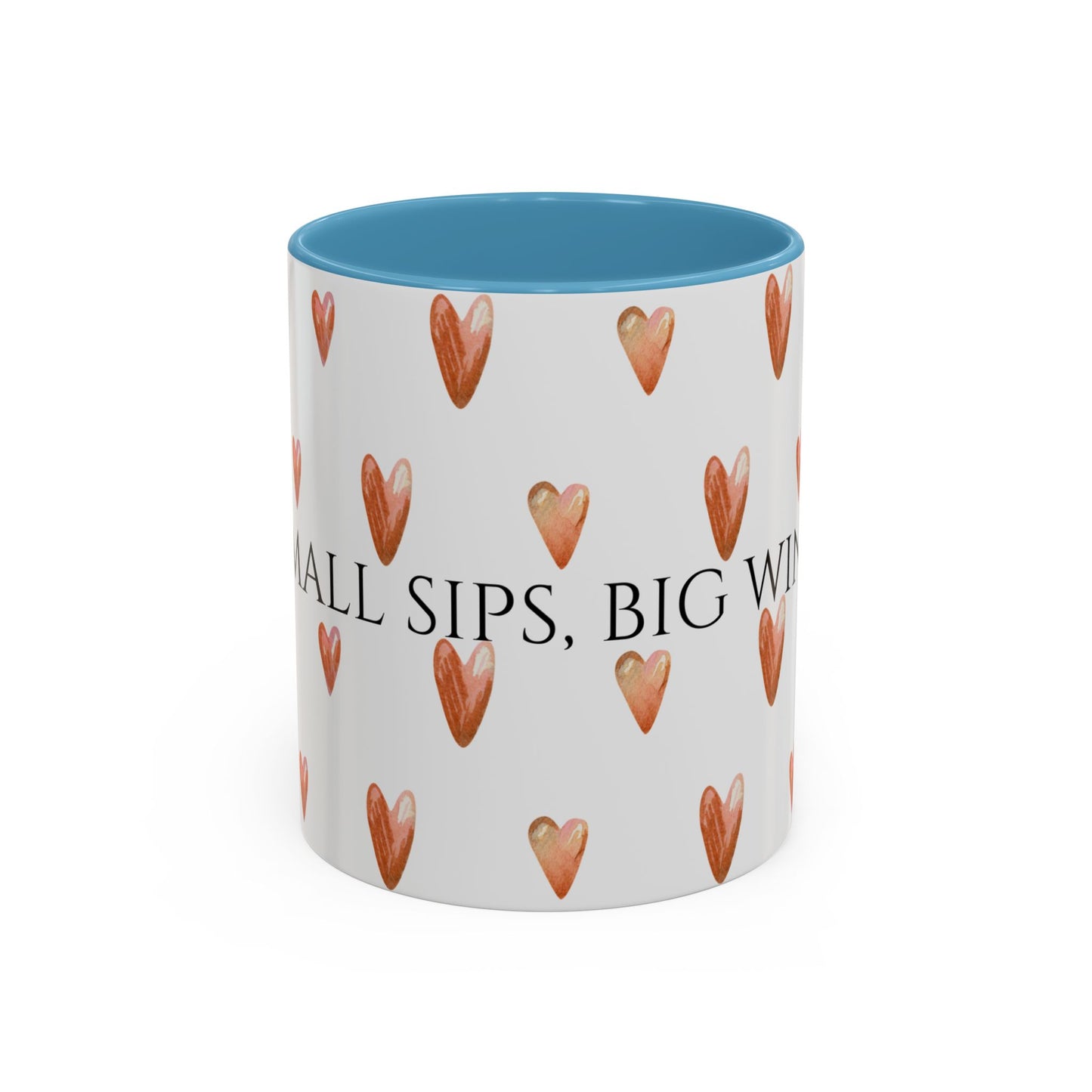 Small Sips, Big Wins Mug - Heart Patterned Accent