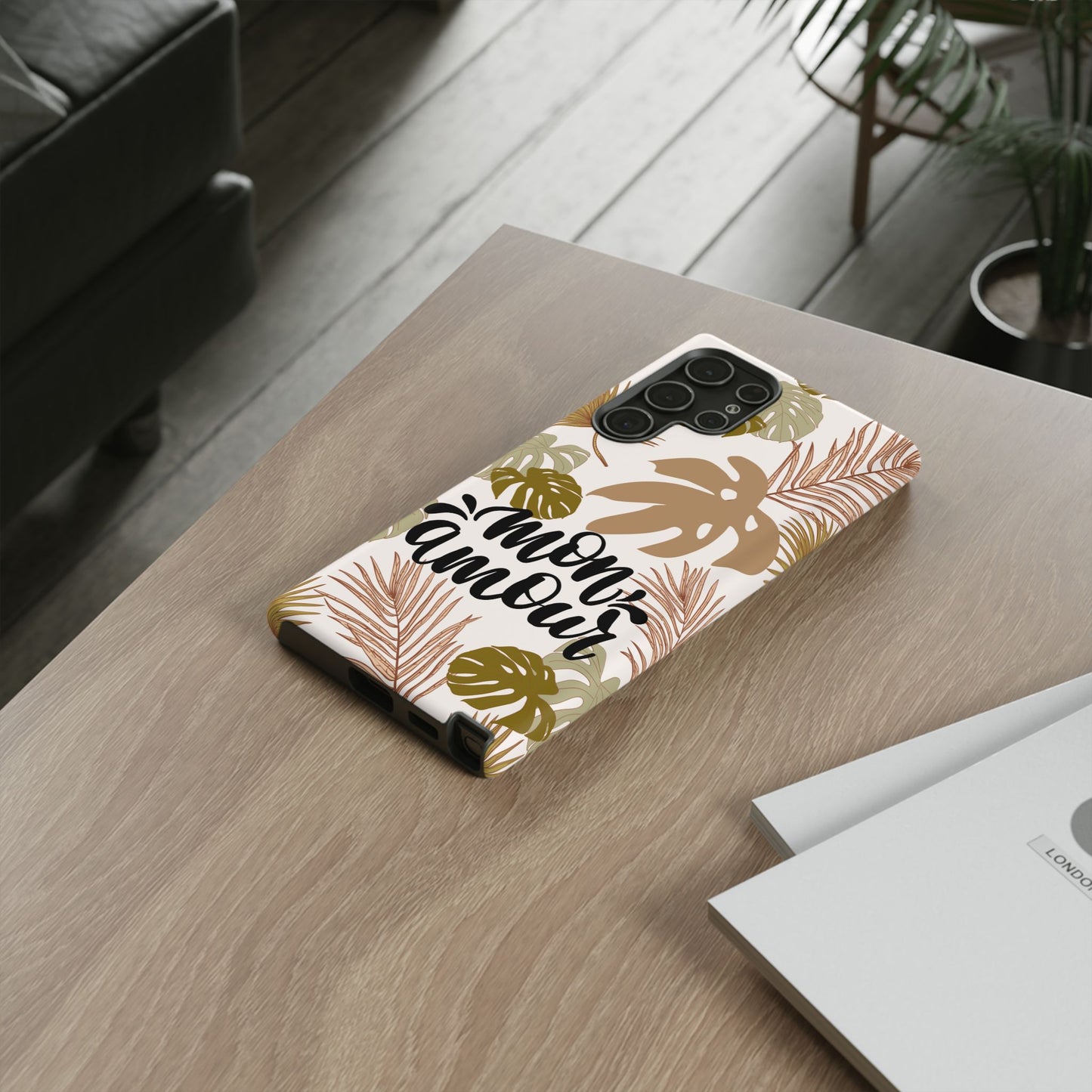 'Mon Amour' Stylish Tropical Phone Case Design