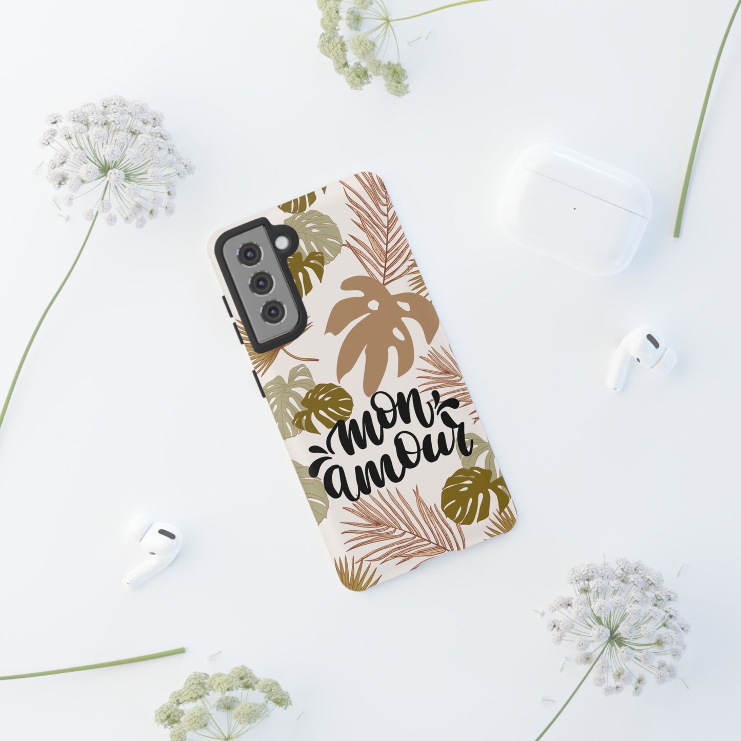 'Mon Amour' Stylish Tropical Phone Case Design