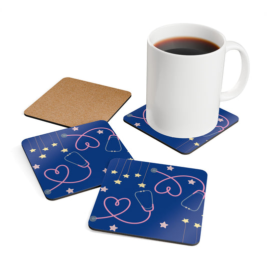 Hearts & Stethoscope Coaster Set