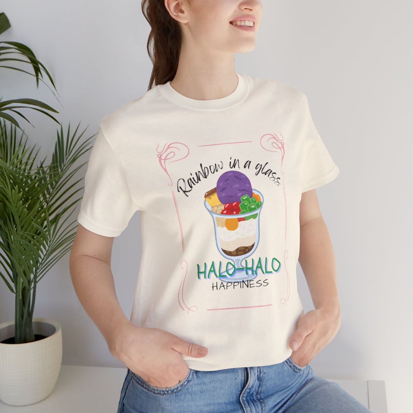 Rainbow in a Glass, Halo-Halo Happiness Women's Premium Soft Tee