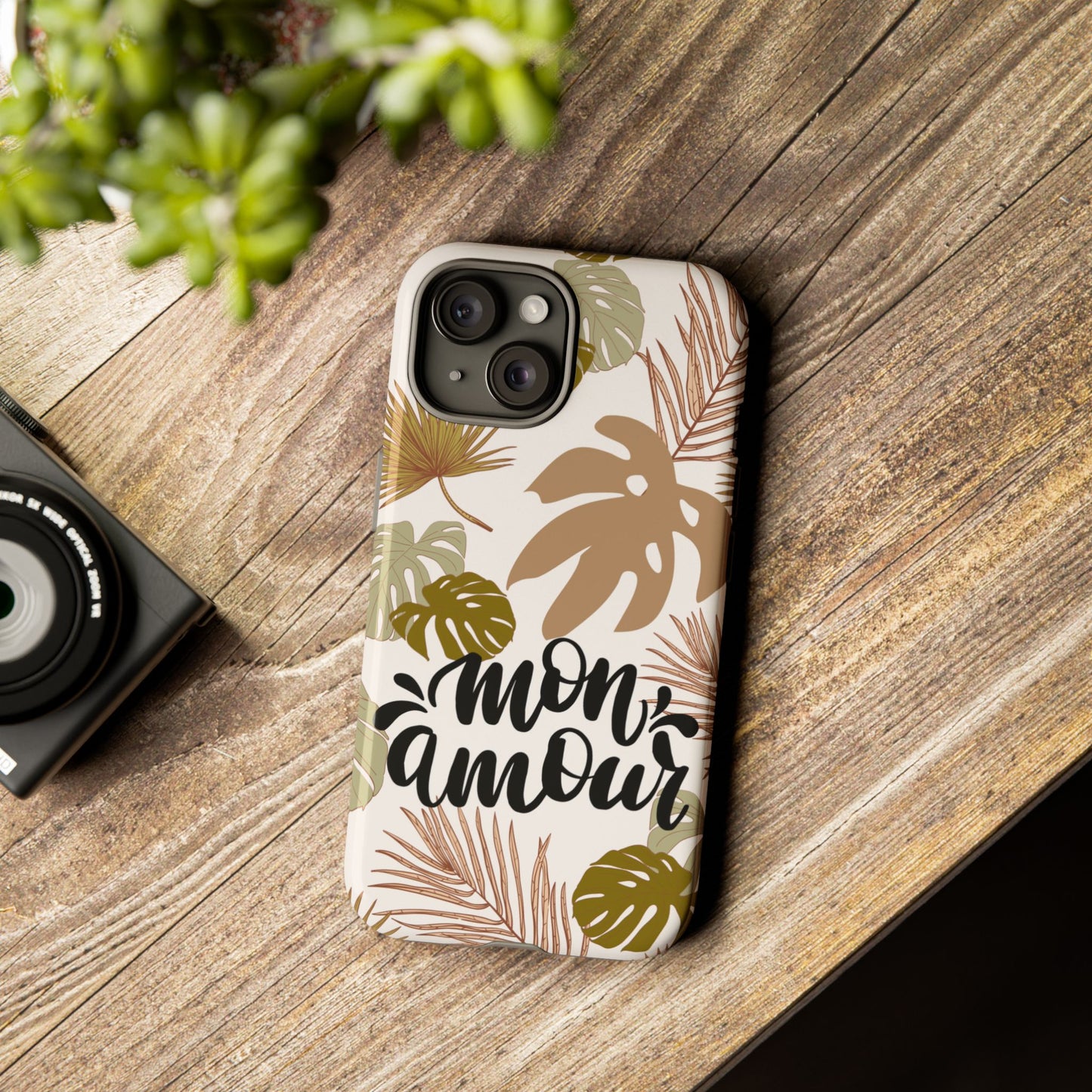 'Mon Amour' Stylish Tropical Phone Case Design