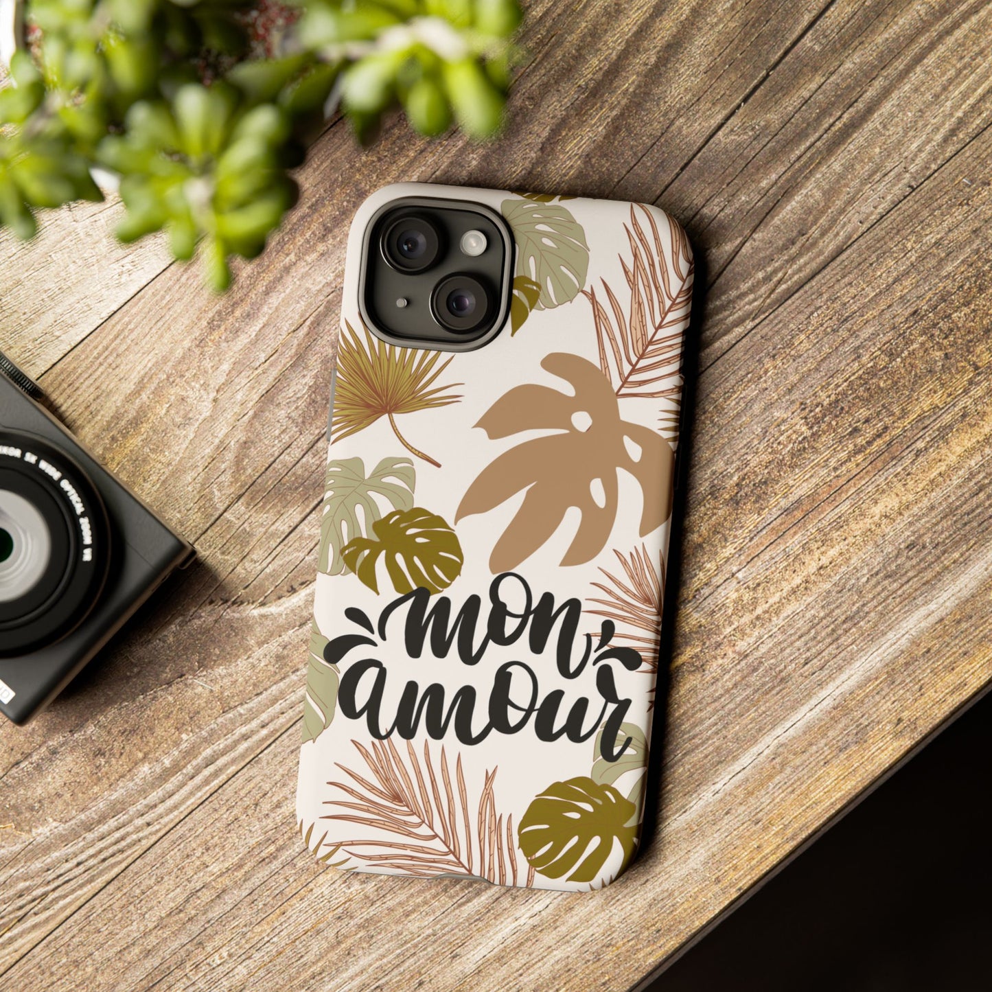 'Mon Amour' Stylish Tropical Phone Case Design