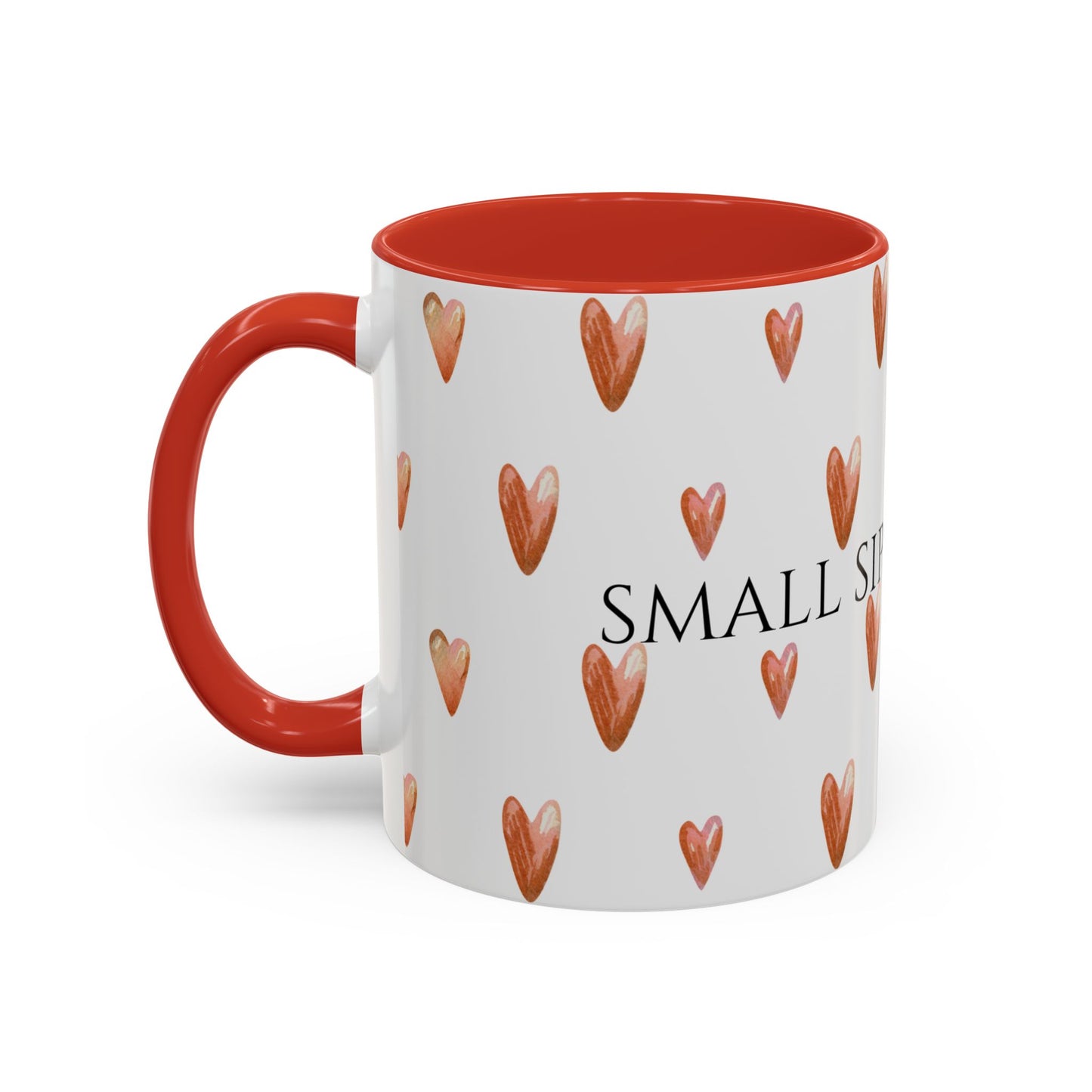 Small Sips, Big Wins Mug - Heart Patterned Accent