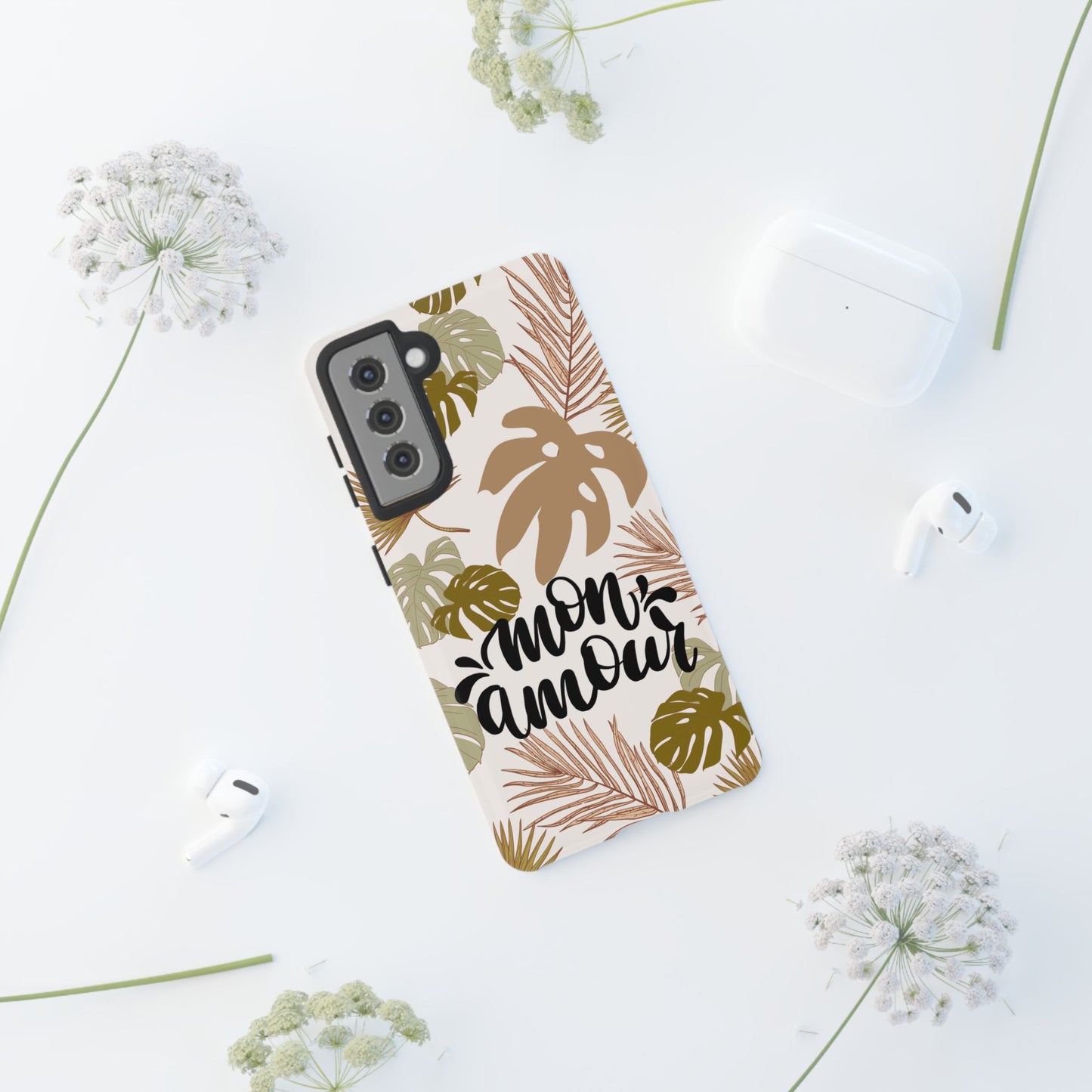 'Mon Amour' Stylish Tropical Phone Case Design