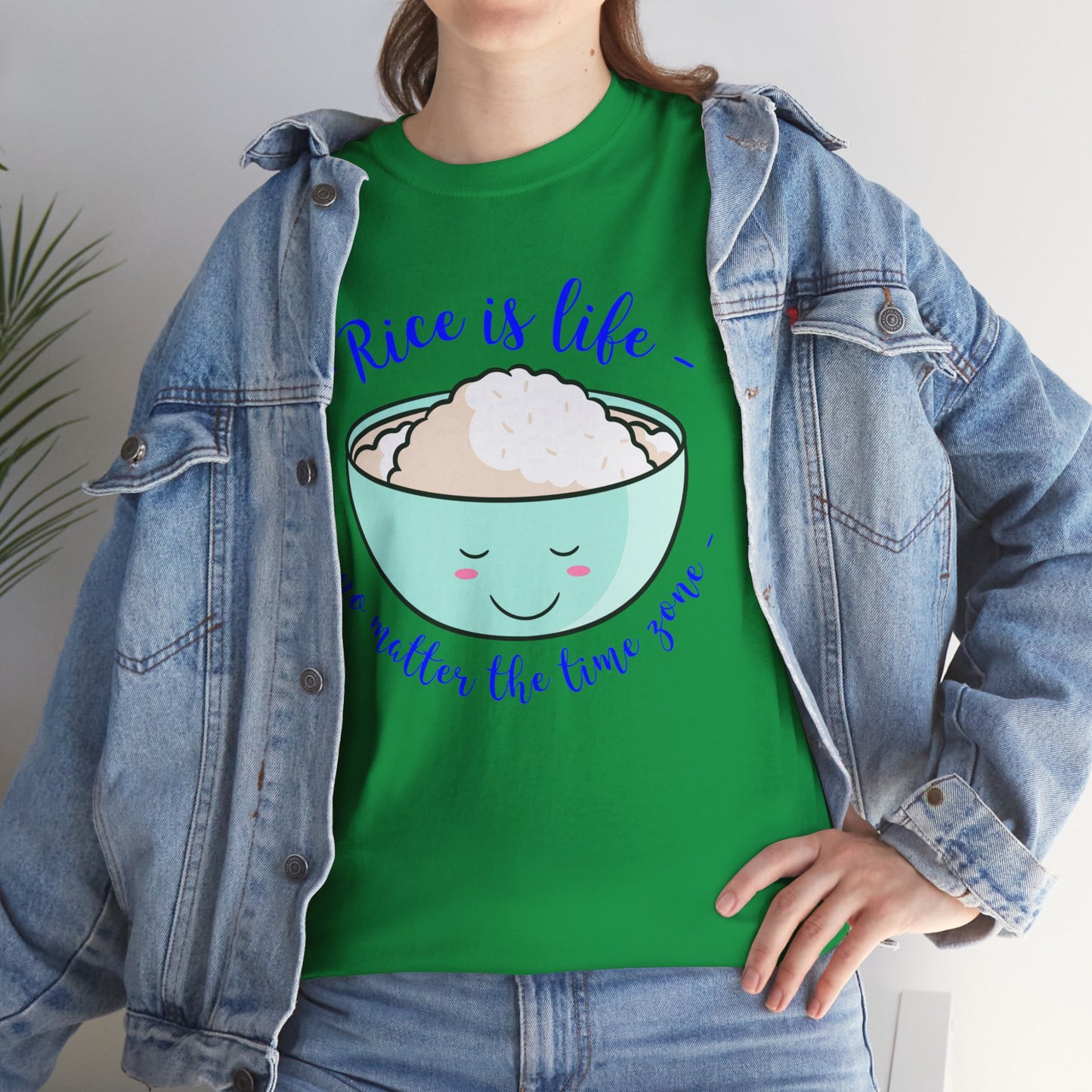 Rice is Life No Matter the Time Zone Cotton Tee