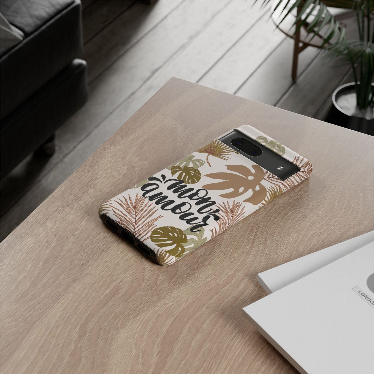 'Mon Amour' Stylish Tropical Phone Case Design