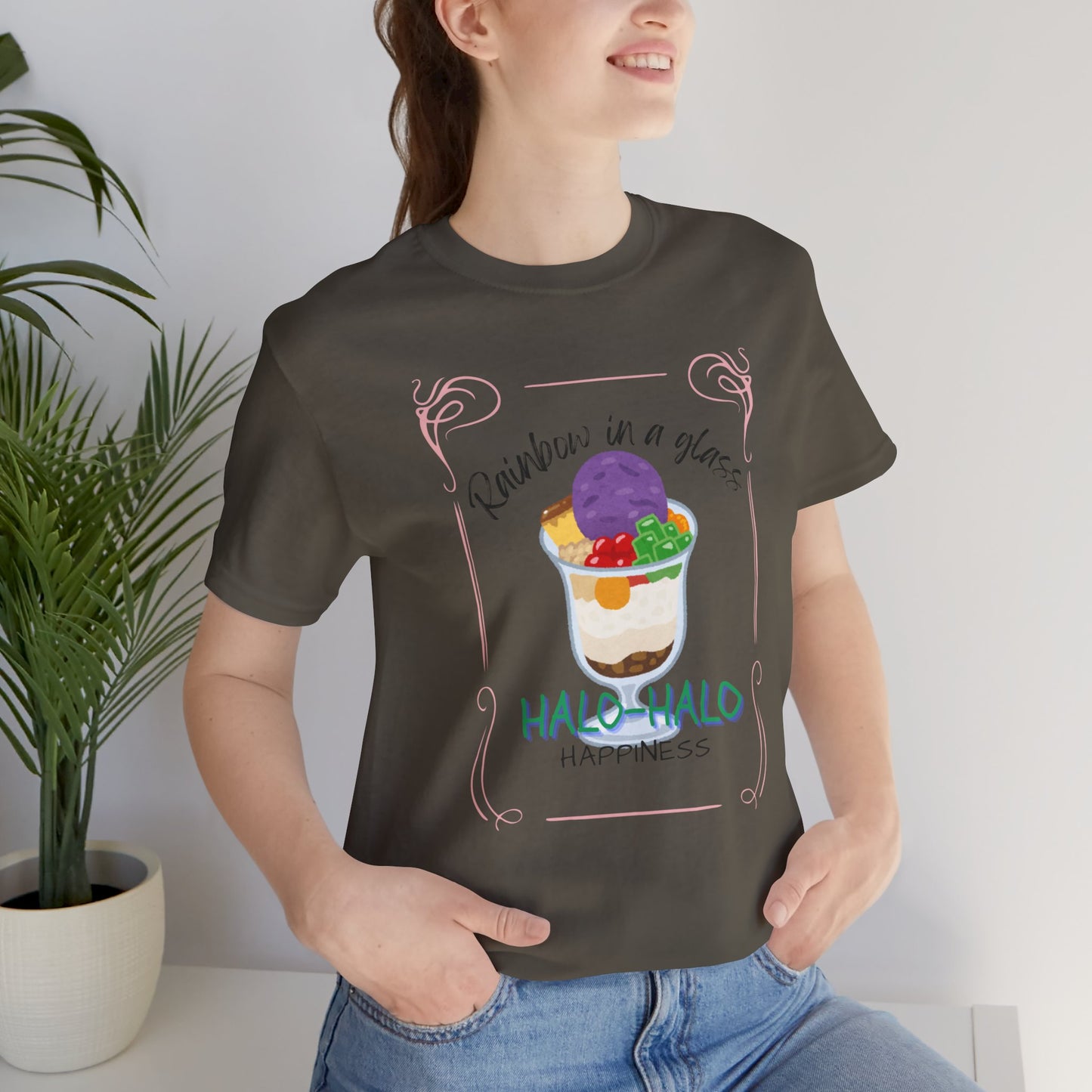 Rainbow in a Glass, Halo-Halo Happiness Women's Premium Soft Tee