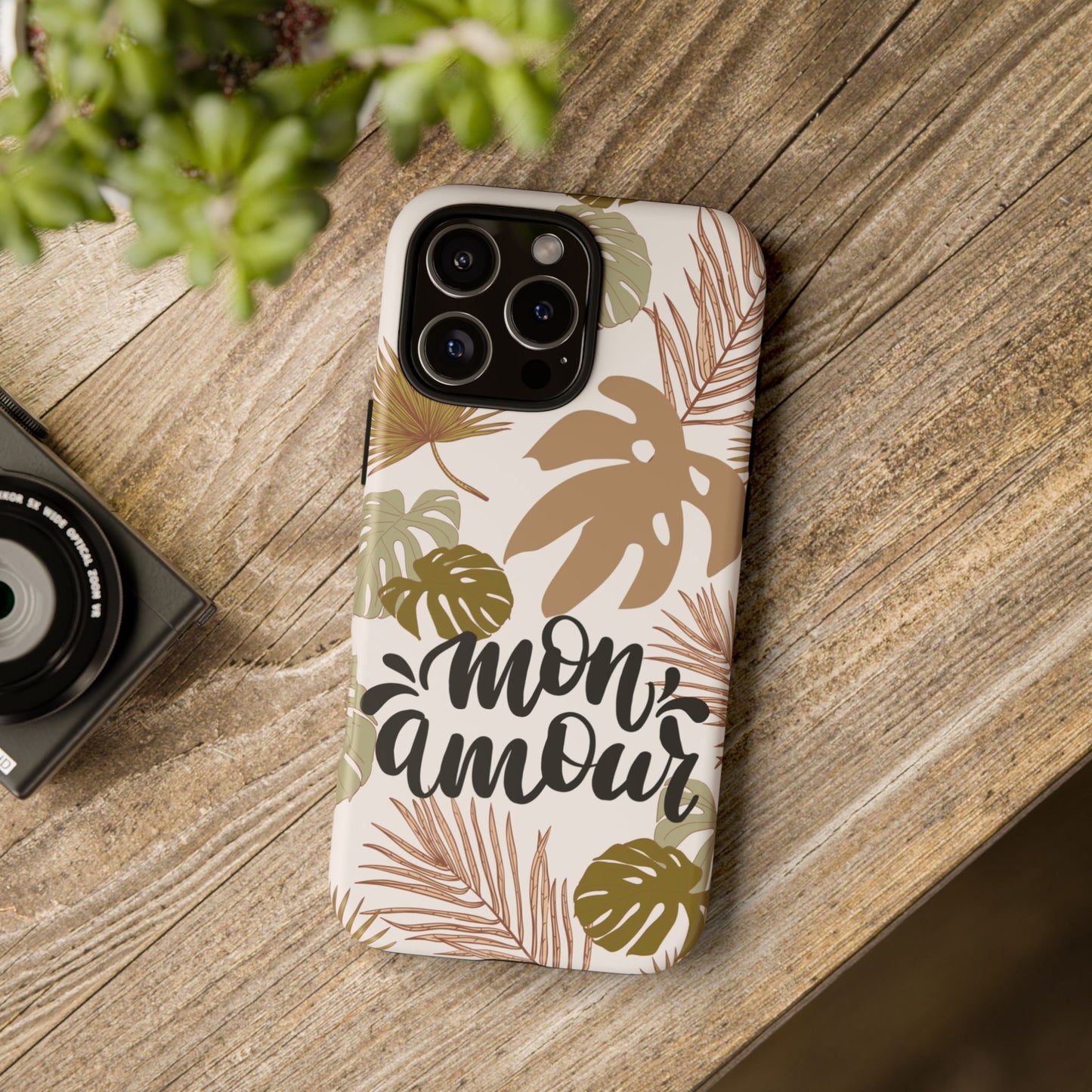 'Mon Amour' Stylish Tropical Phone Case Design
