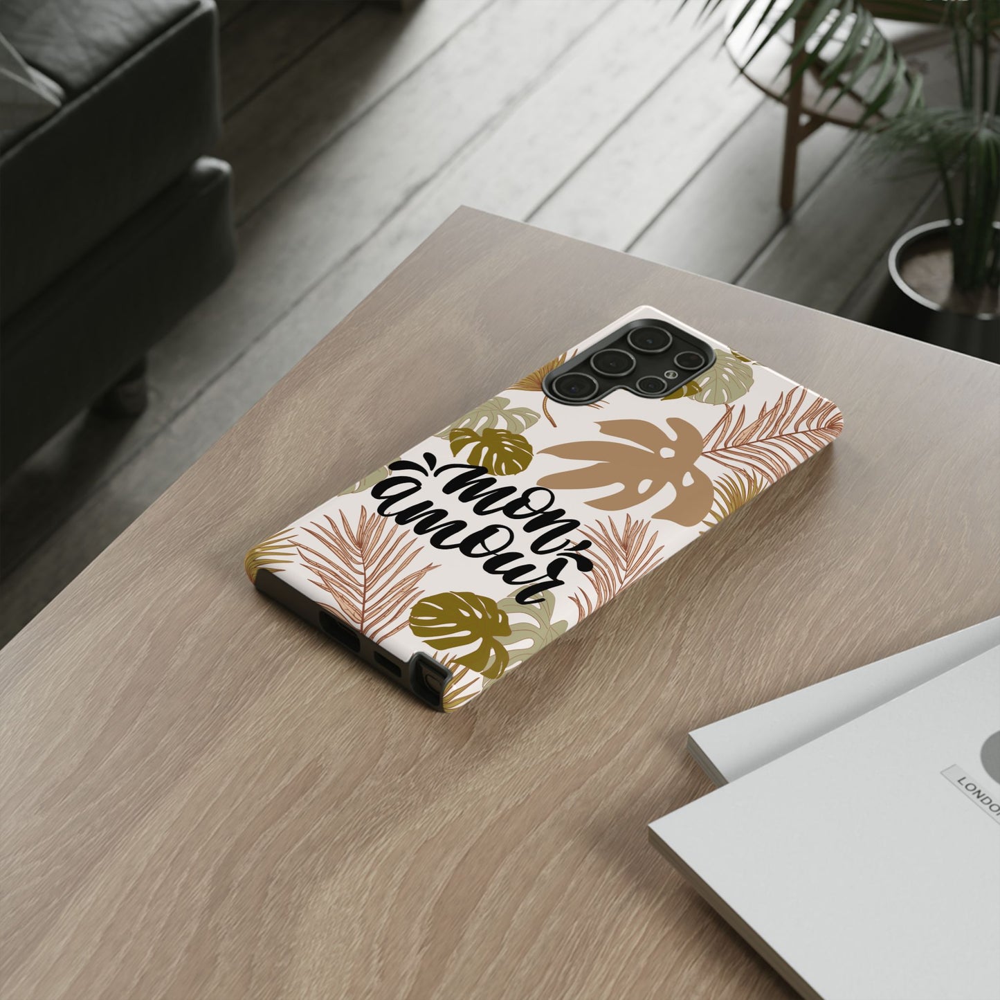 'Mon Amour' Stylish Tropical Phone Case Design