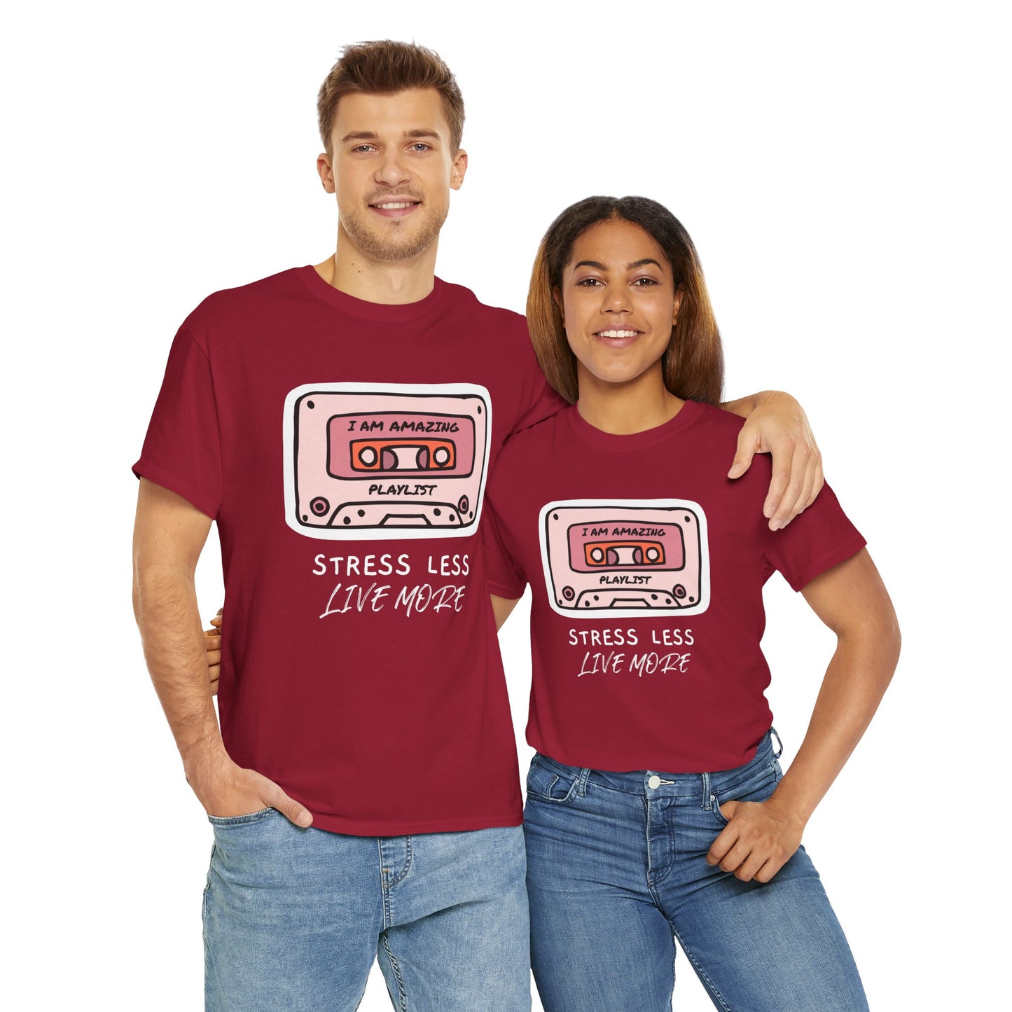 Stress Less Live More Retro Design Tee