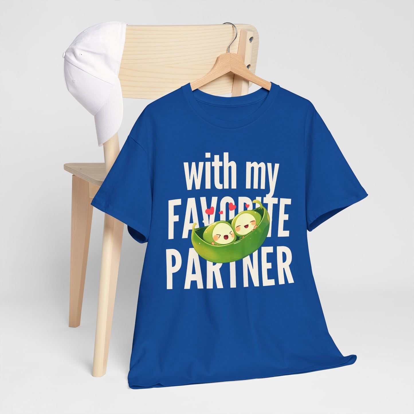 Cute Couple Tee - 'With My Favorite Partner' Cotton Tee