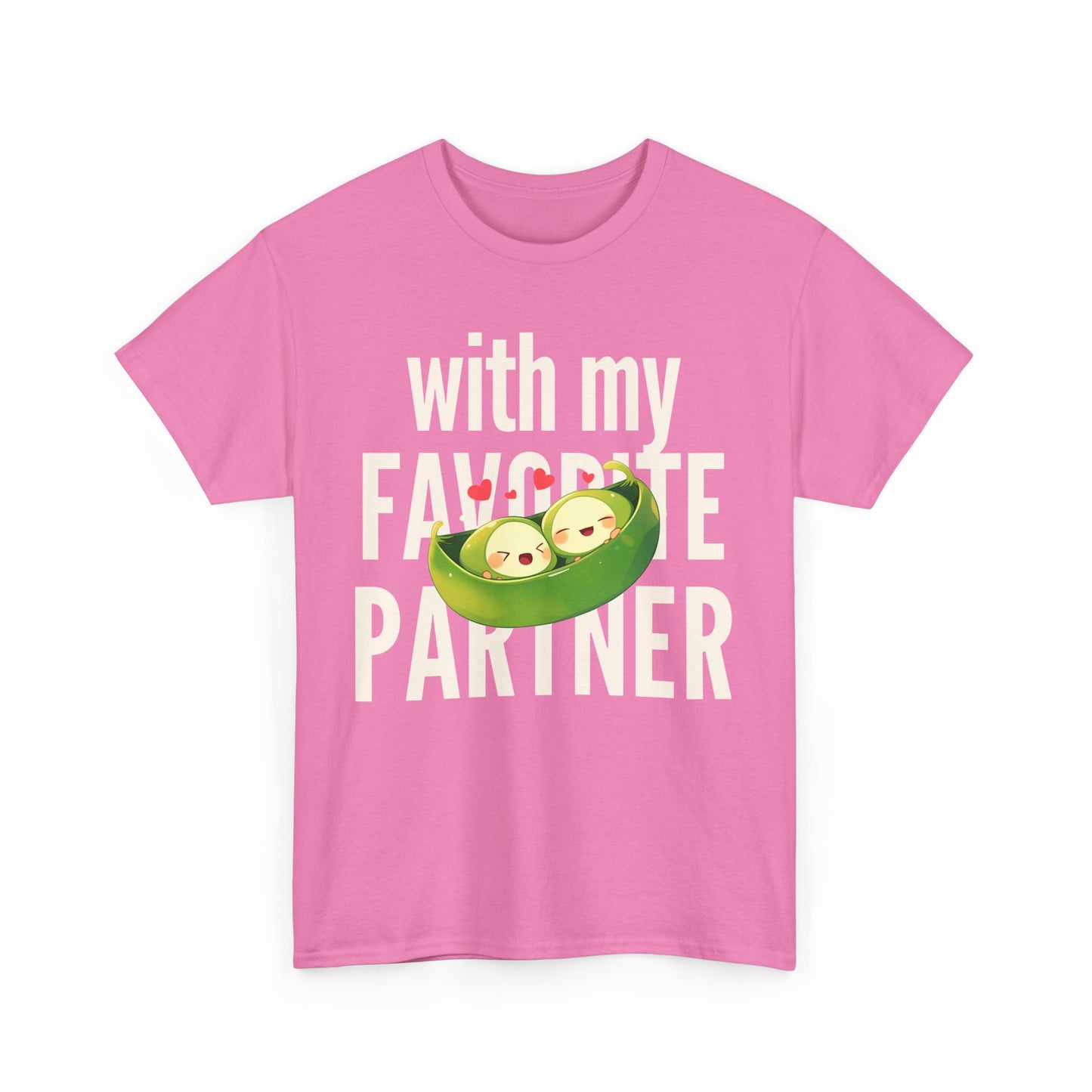 Cute Couple Tee - 'With My Favorite Partner' Cotton Tee