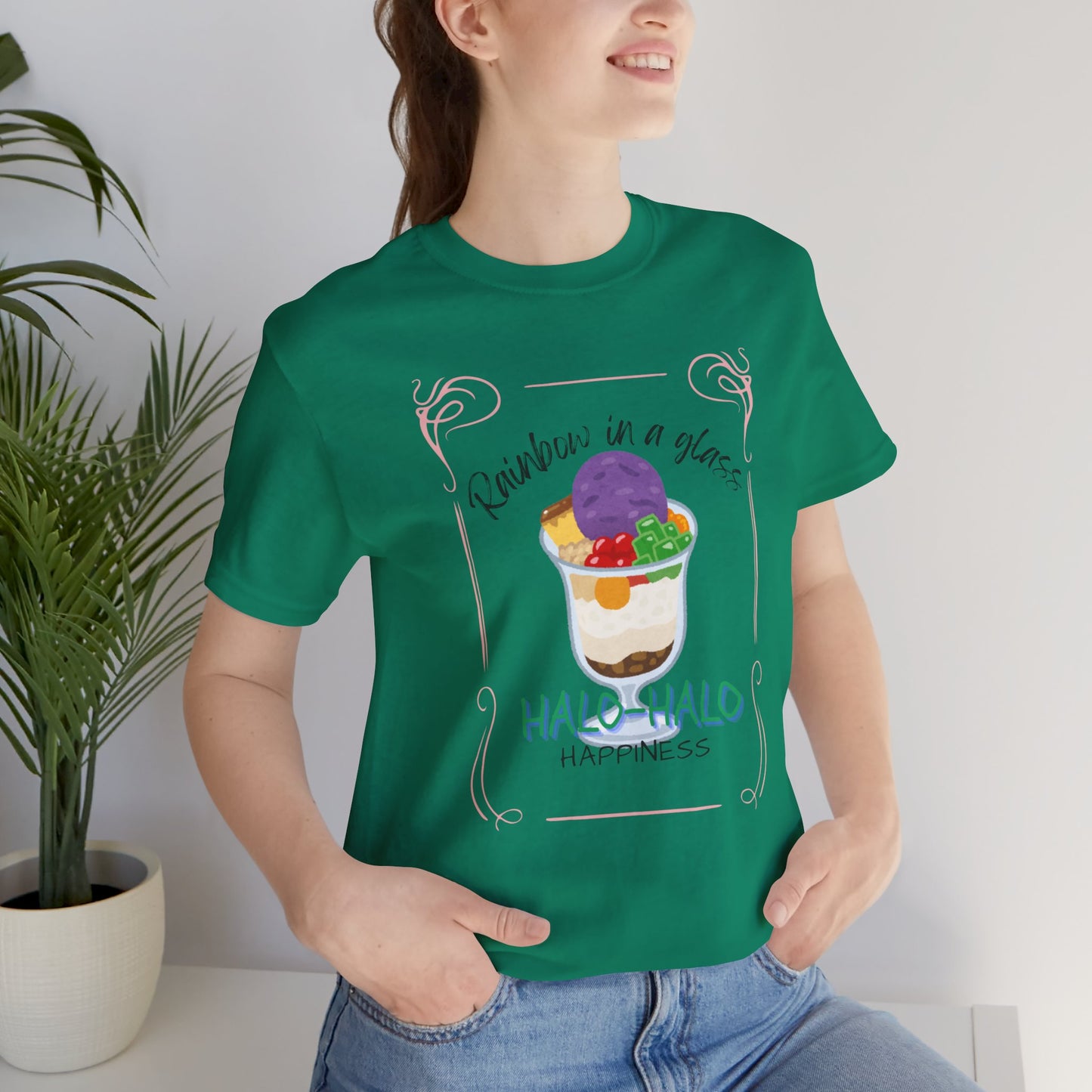 Rainbow in a Glass, Halo-Halo Happiness Women's Premium Soft Tee