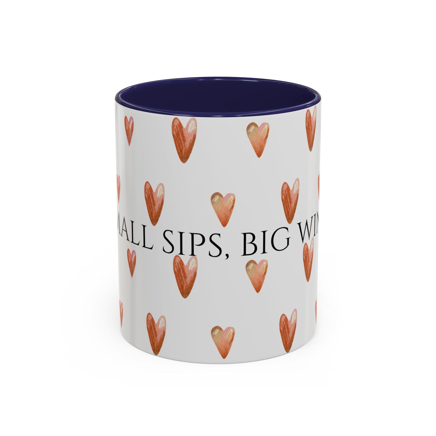 Small Sips, Big Wins Mug - Heart Patterned Accent