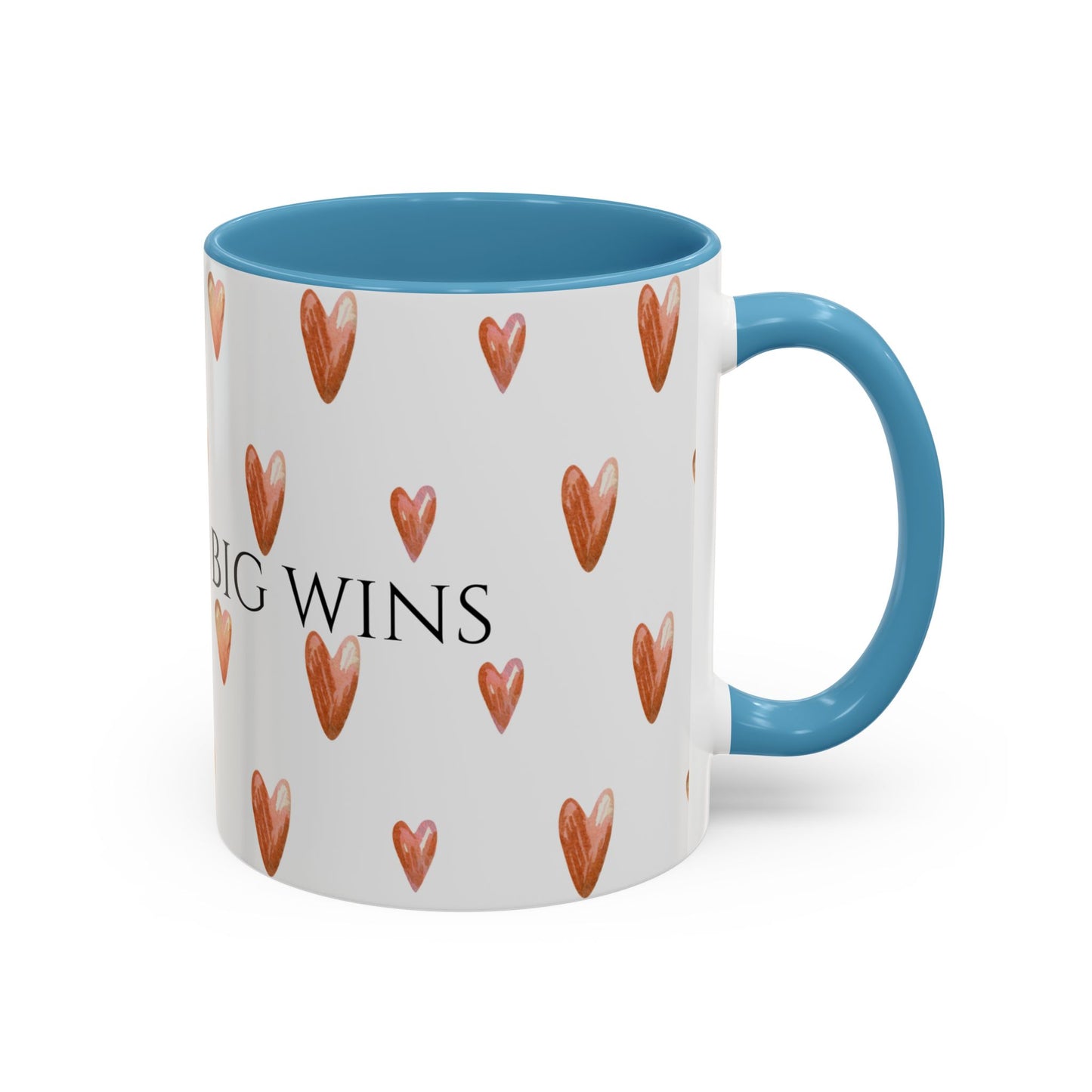 Small Sips, Big Wins Mug - Heart Patterned Accent