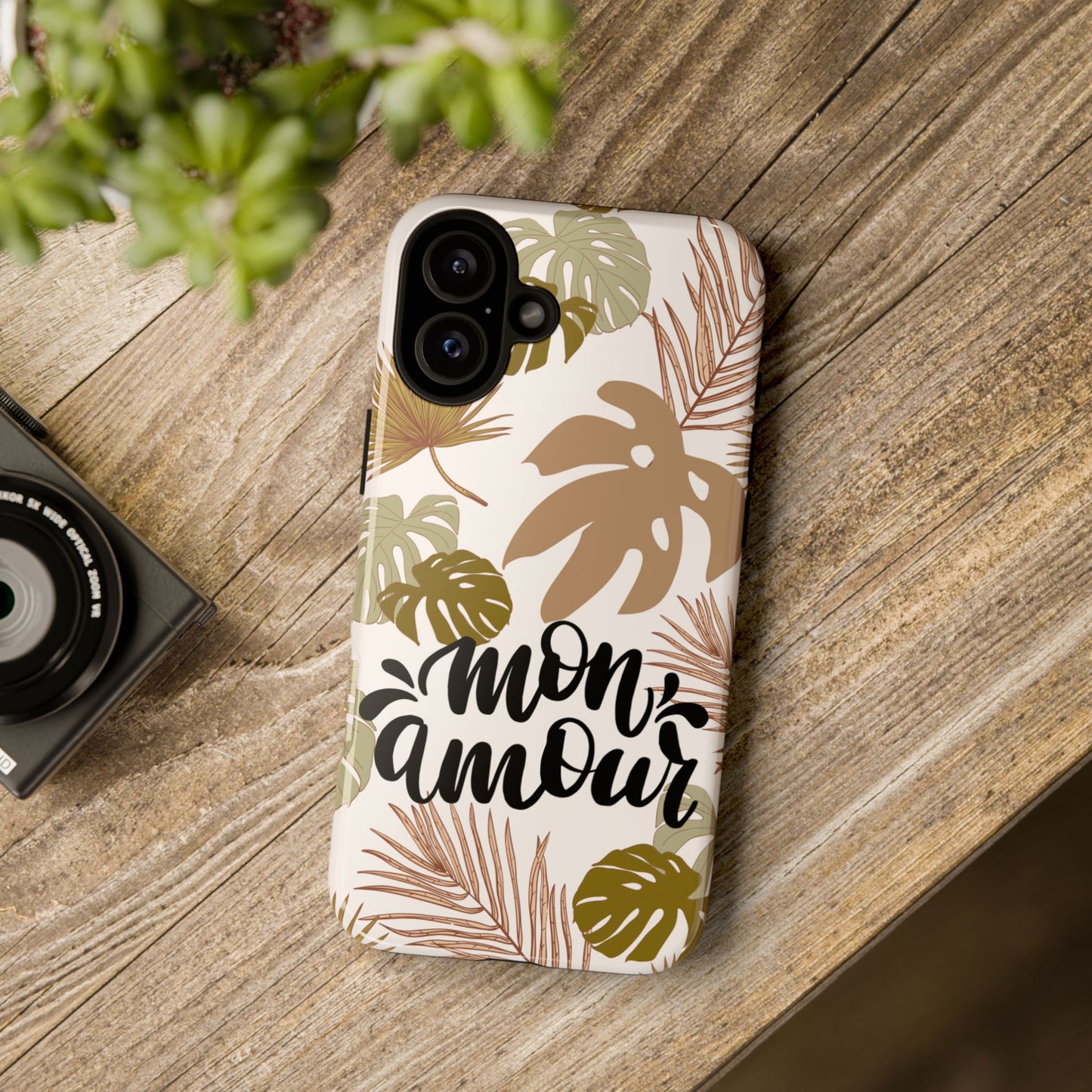 'Mon Amour' Stylish Tropical Phone Case Design