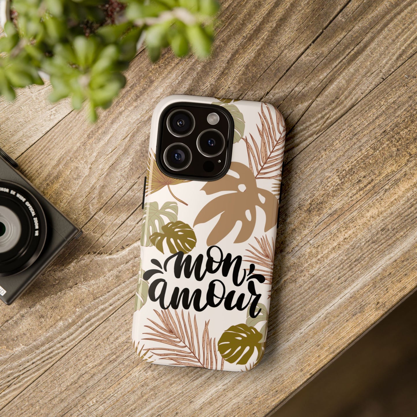 'Mon Amour' Stylish Tropical Phone Case Design