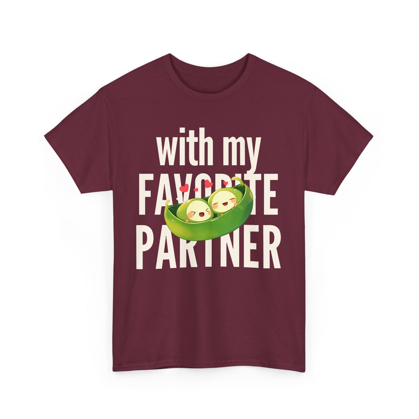 Cute Couple Tee - 'With My Favorite Partner' Cotton Tee