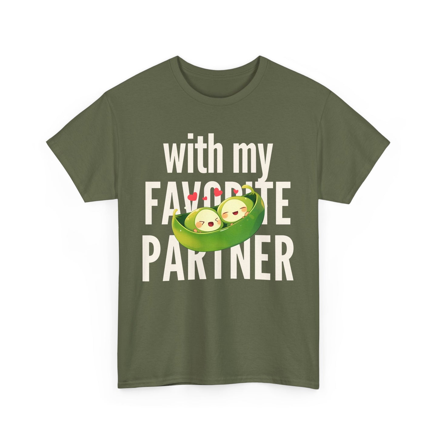 Cute Couple Tee - 'With My Favorite Partner' Cotton Tee